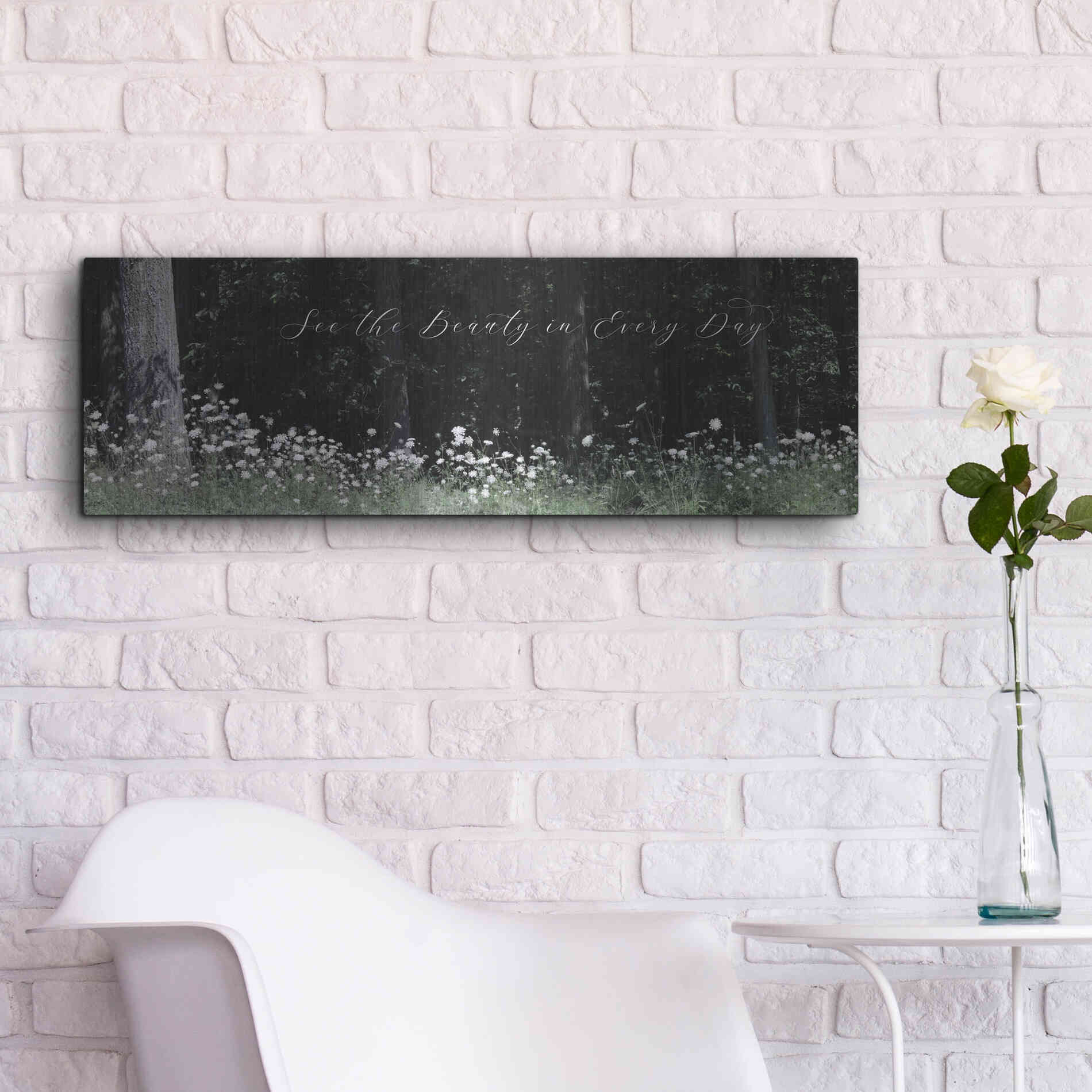 Luxe Metal Art 'See the Beauty in Every Day' by Lori Deiter, Metal Wall Art,36x12