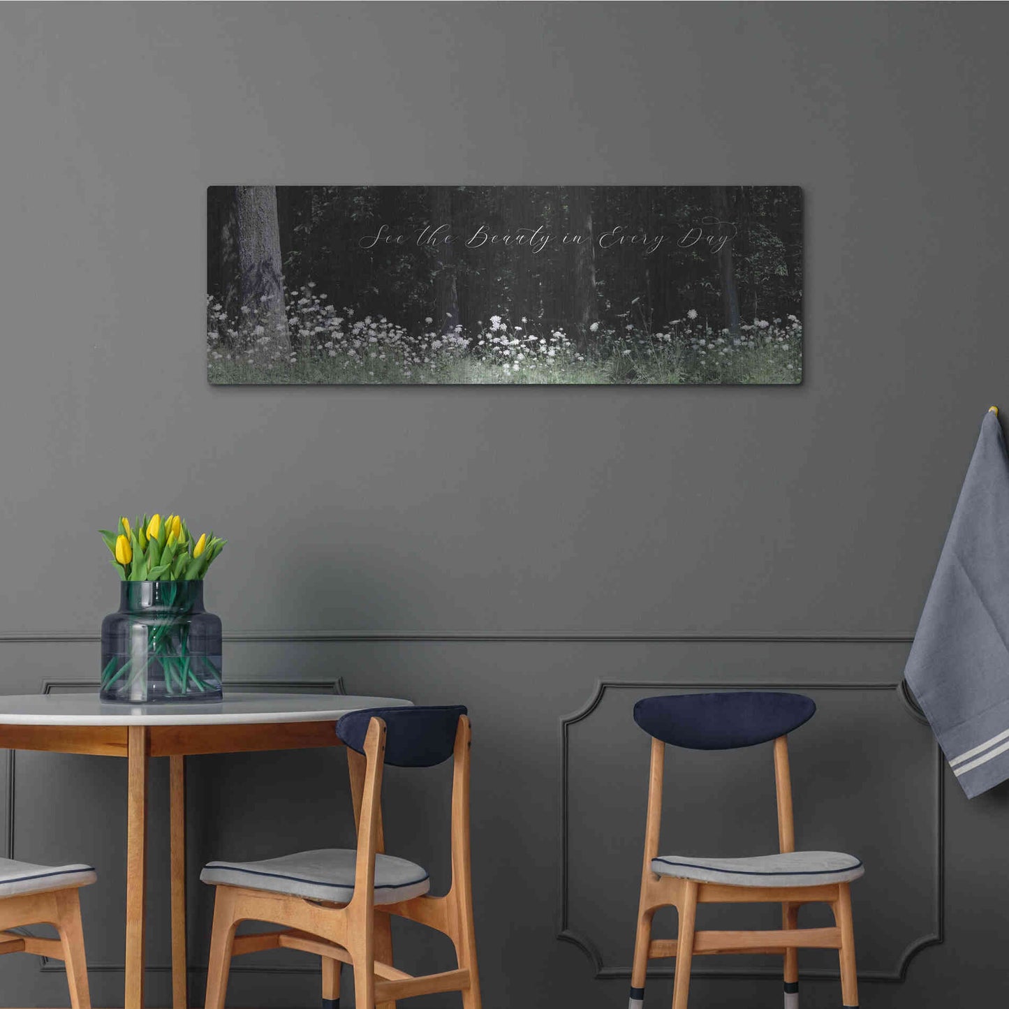 Luxe Metal Art 'See the Beauty in Every Day' by Lori Deiter, Metal Wall Art,48x16