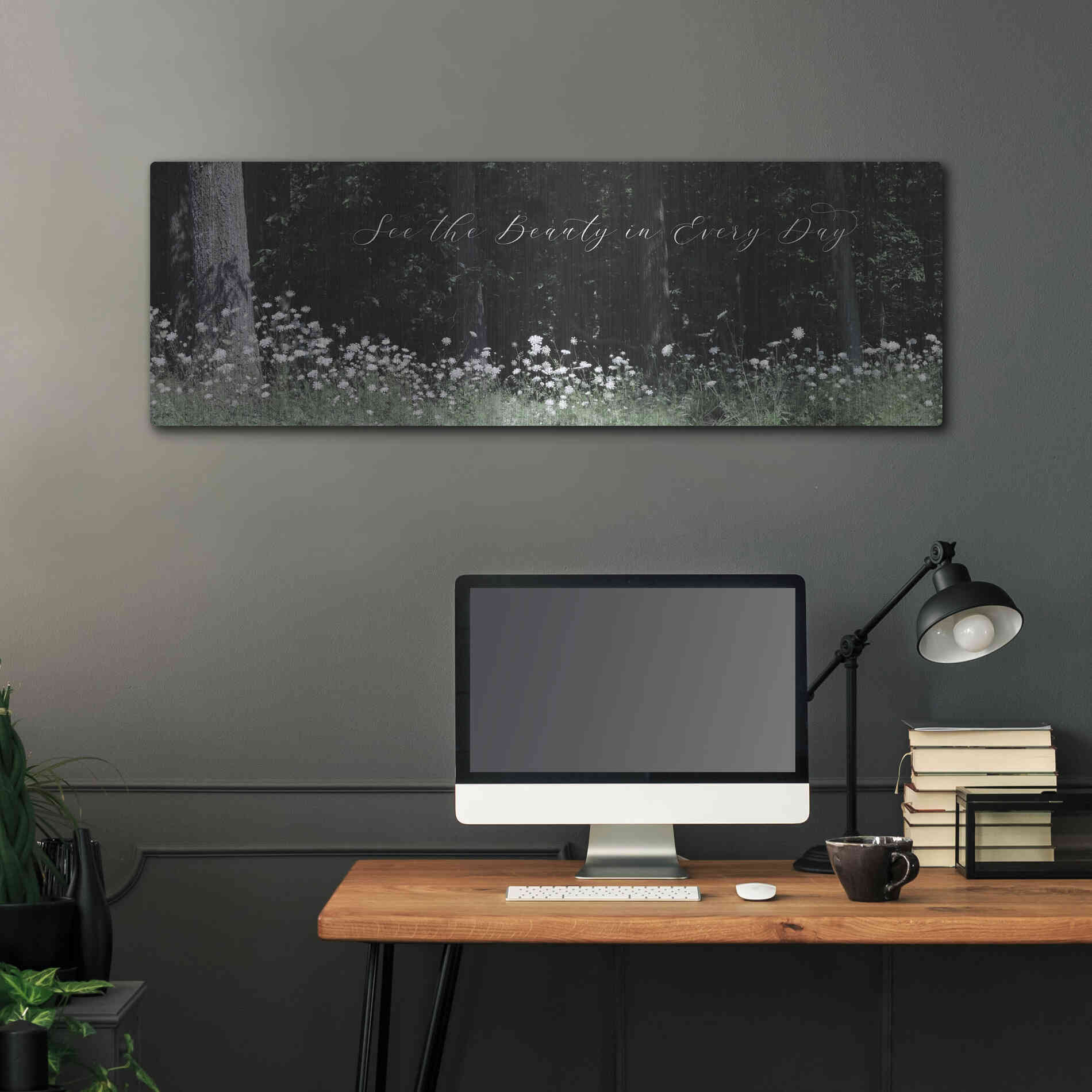 Luxe Metal Art 'See the Beauty in Every Day' by Lori Deiter, Metal Wall Art,48x16
