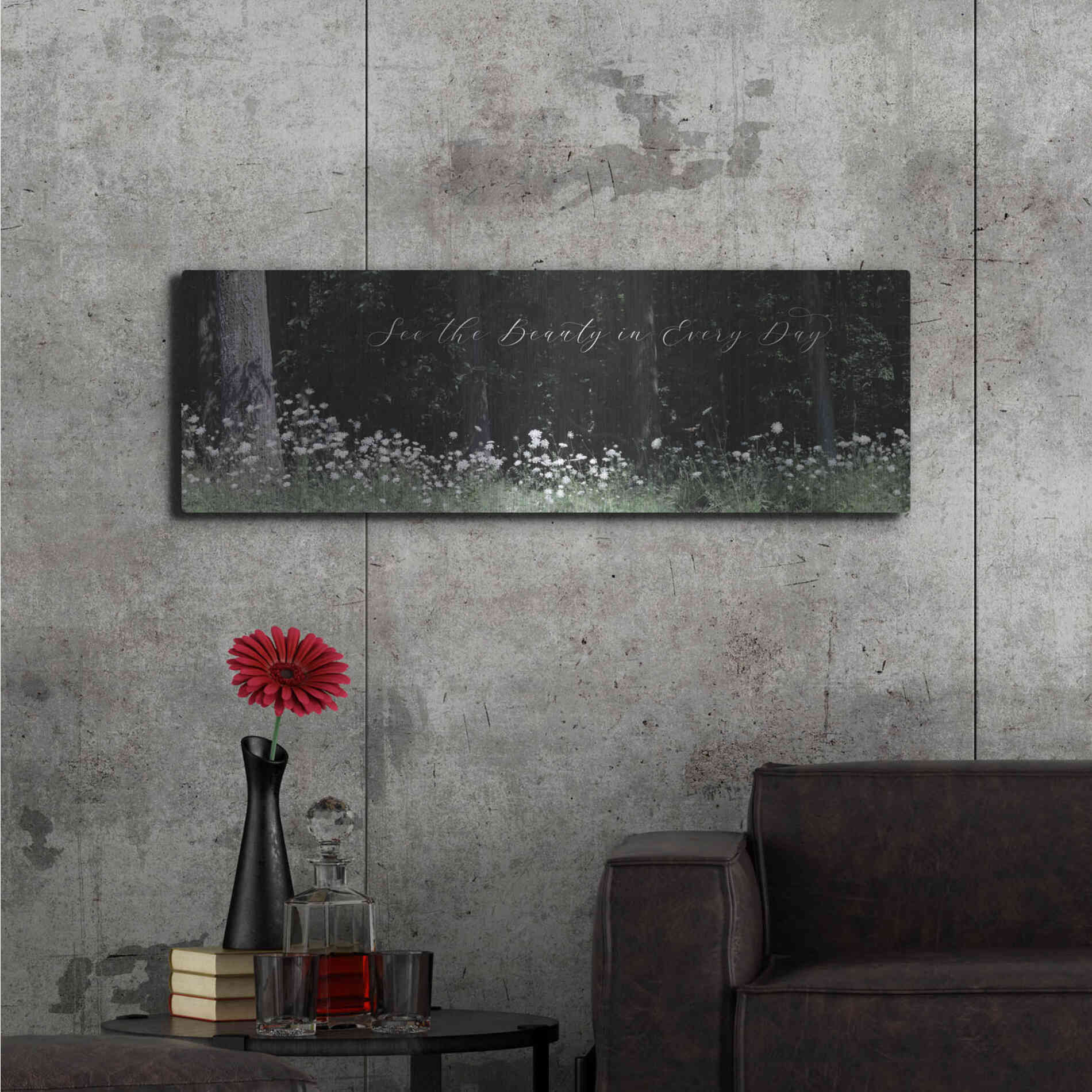 Luxe Metal Art 'See the Beauty in Every Day' by Lori Deiter, Metal Wall Art,48x16