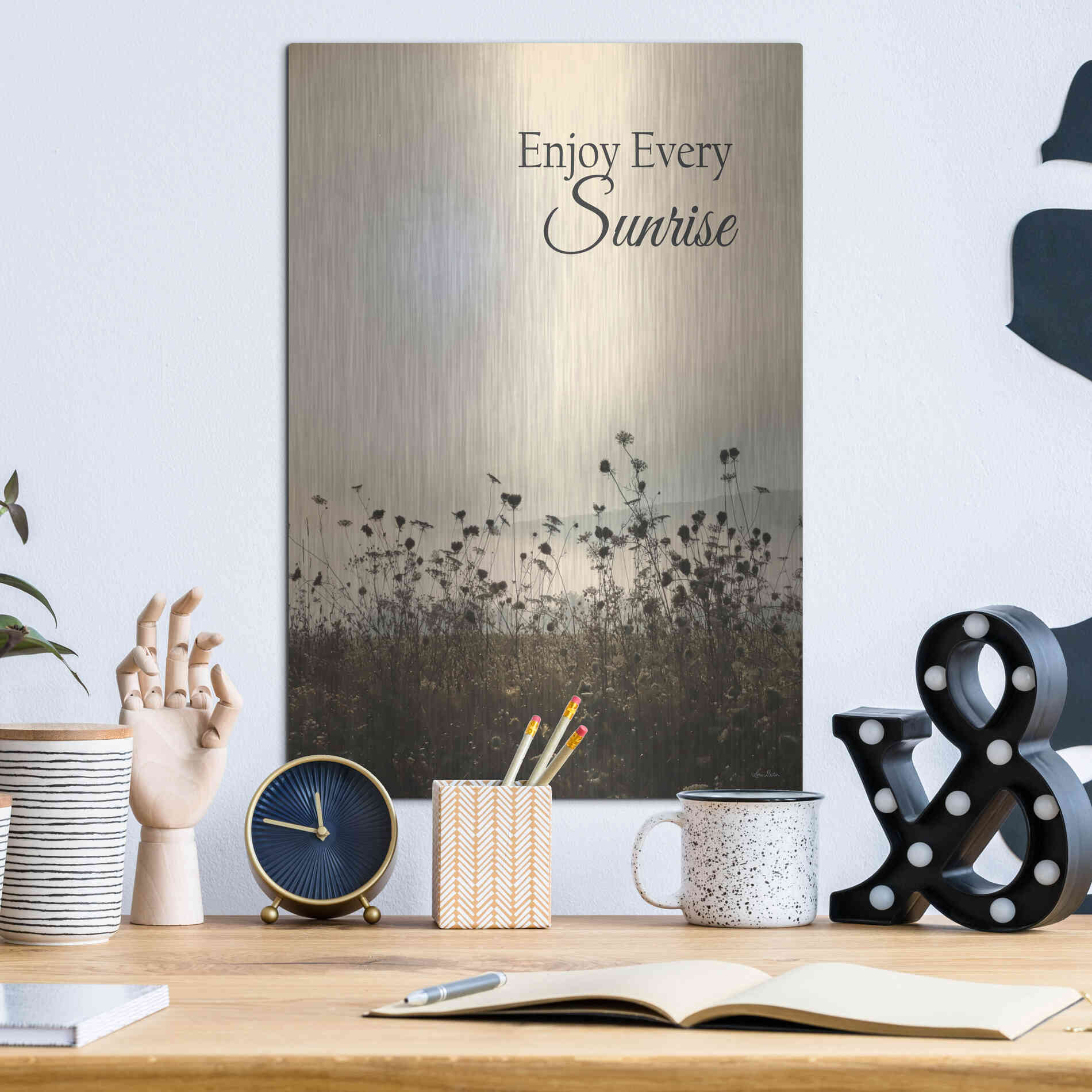 Luxe Metal Art 'Enjoy the Sunrise' by Lori Deiter, Metal Wall Art,12x16