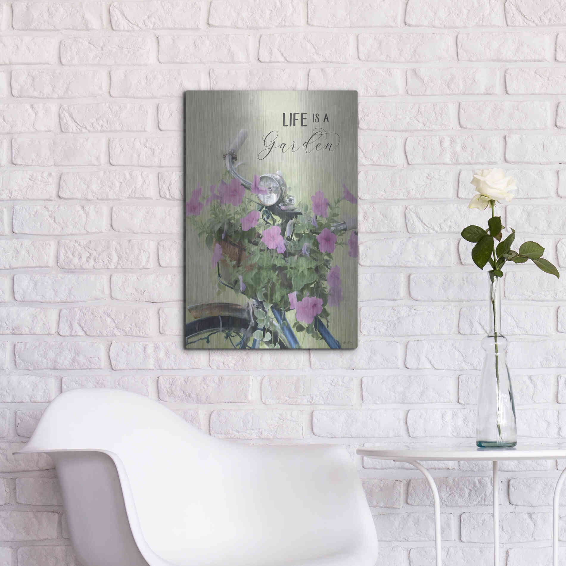 Luxe Metal Art 'Life is a Garden' by Lori Deiter, Metal Wall Art,16x24