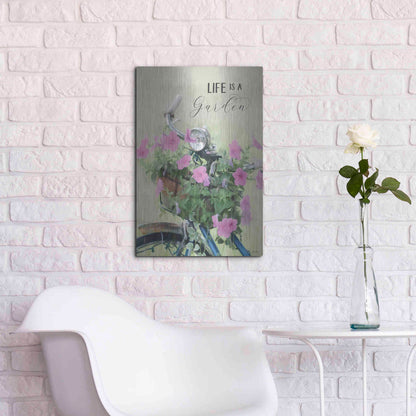 Luxe Metal Art 'Life is a Garden' by Lori Deiter, Metal Wall Art,16x24