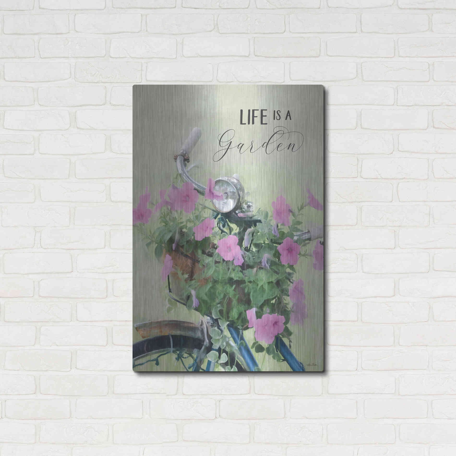 Luxe Metal Art 'Life is a Garden' by Lori Deiter, Metal Wall Art,24x36