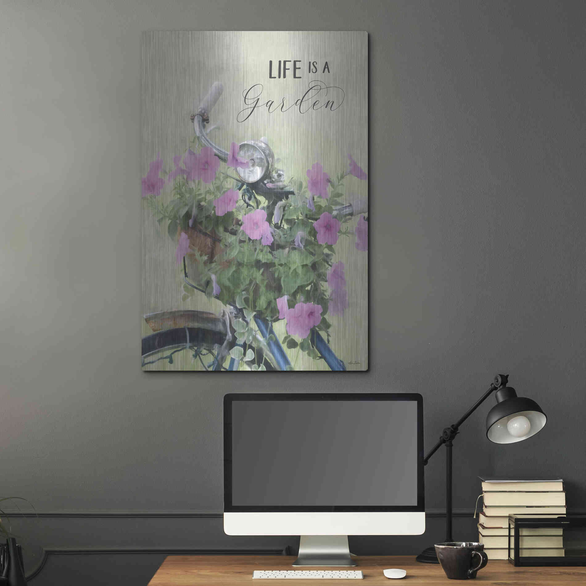 Luxe Metal Art 'Life is a Garden' by Lori Deiter, Metal Wall Art,24x36