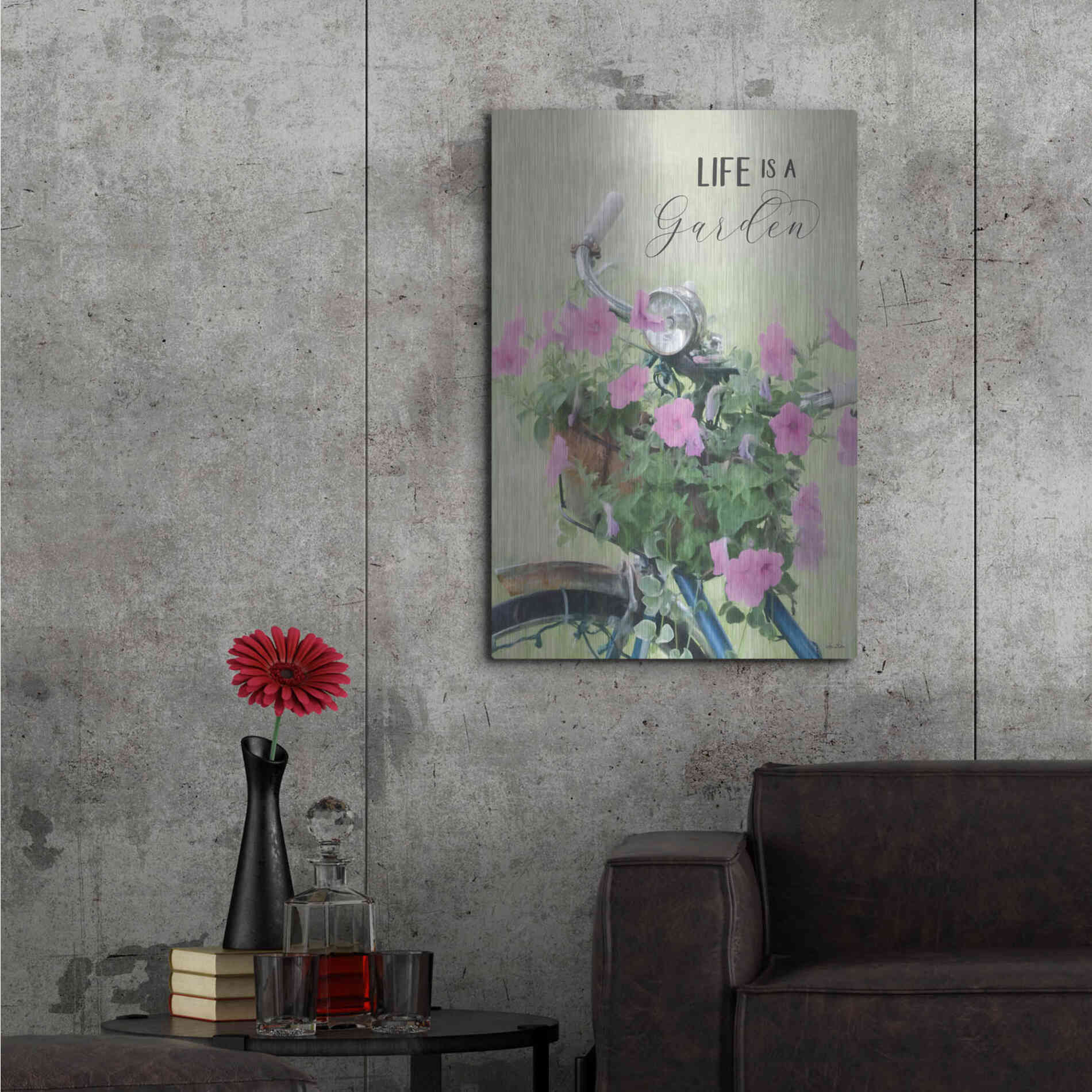 Luxe Metal Art 'Life is a Garden' by Lori Deiter, Metal Wall Art,24x36