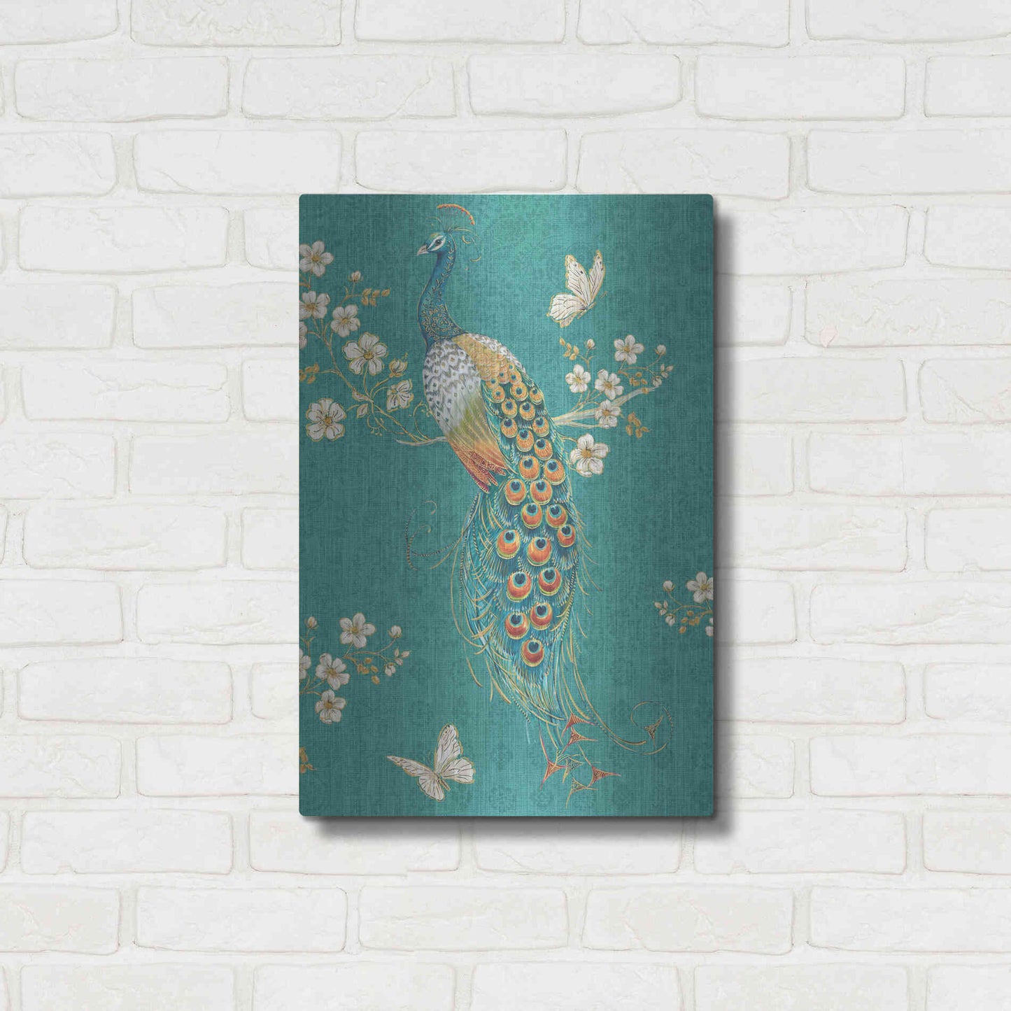 Luxe Metal Art 'Ornate Peacock XD' by Daphne Brissonet, Metal Wall Art,16x24