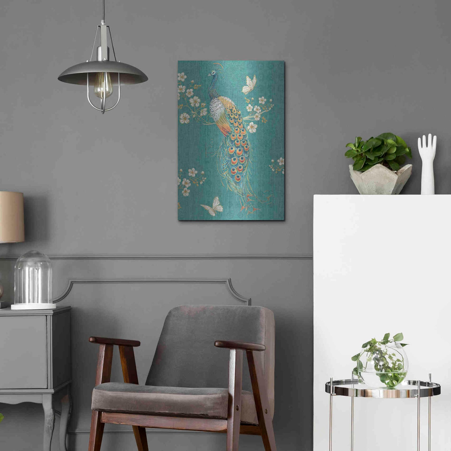 Luxe Metal Art 'Ornate Peacock XD' by Daphne Brissonet, Metal Wall Art,16x24