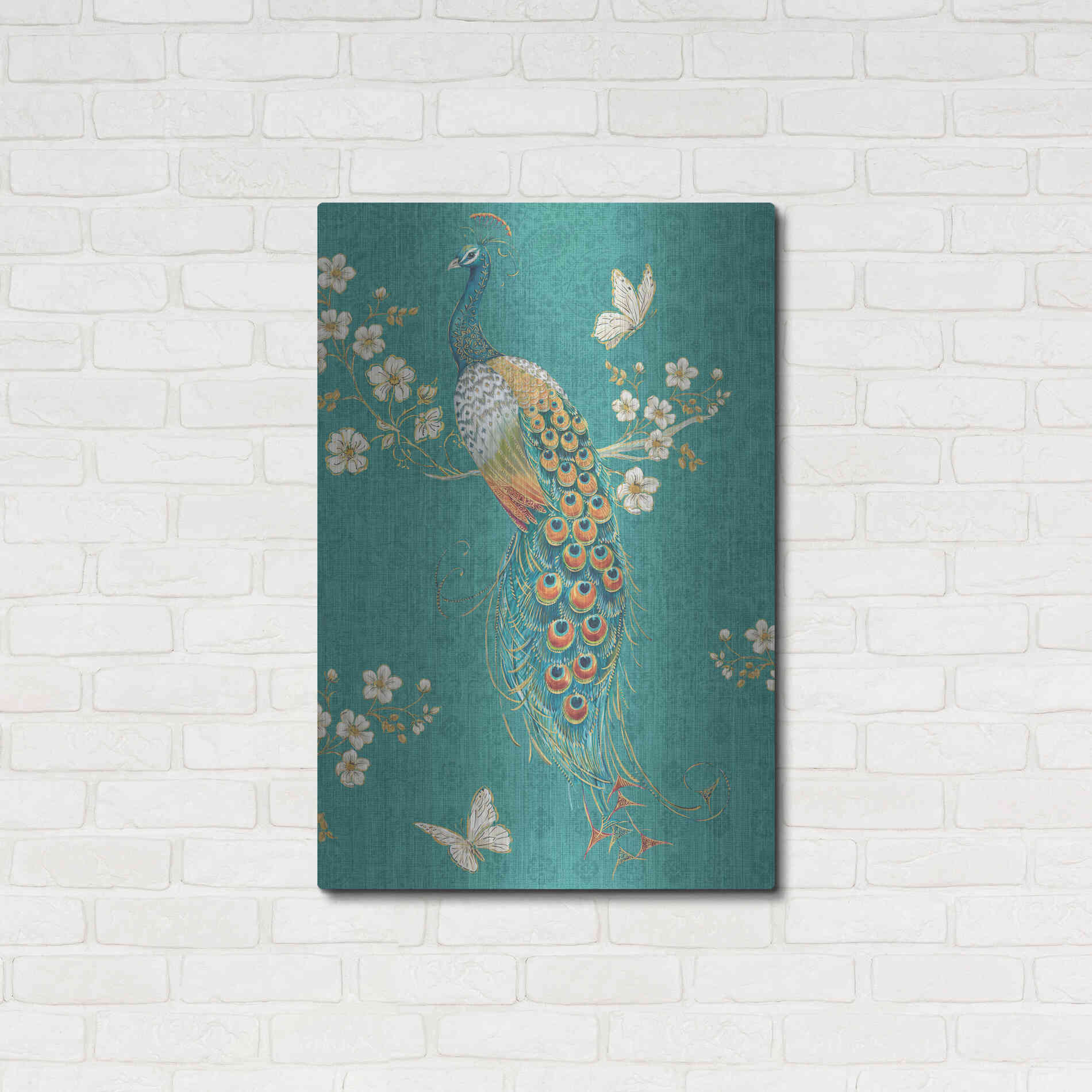 Luxe Metal Art 'Ornate Peacock XD' by Daphne Brissonet, Metal Wall Art,24x36