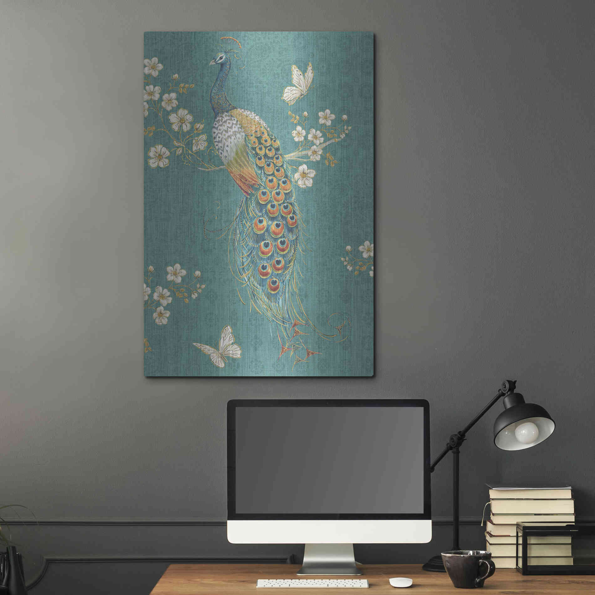 Luxe Metal Art 'Ornate Peacock XD' by Daphne Brissonet, Metal Wall Art,24x36