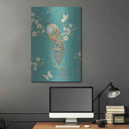 Luxe Metal Art 'Ornate Peacock XD' by Daphne Brissonet, Metal Wall Art,24x36