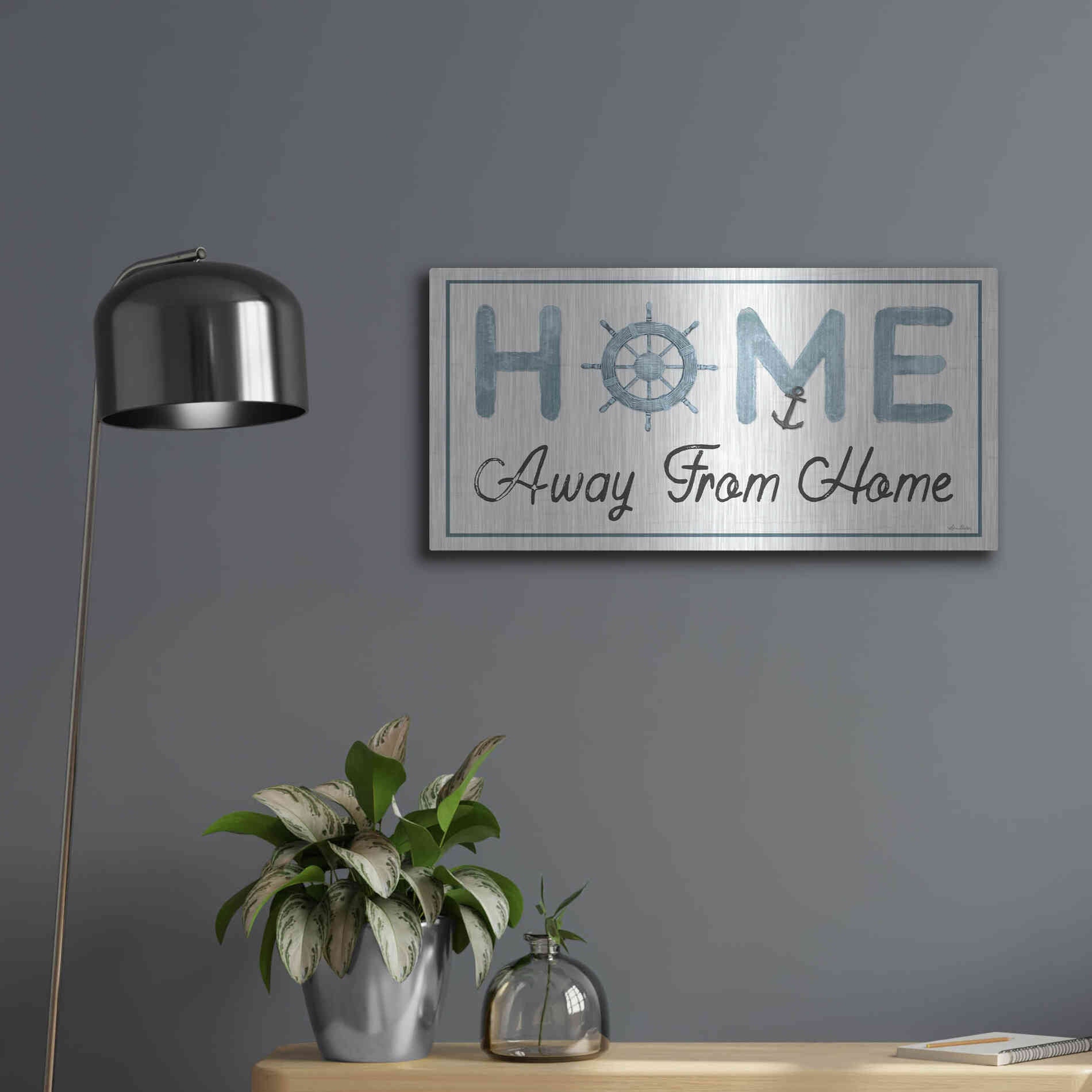 Luxe Metal Art 'Nautical Home Away from Home II' by Lori Deiter, Metal Wall Art,24x12