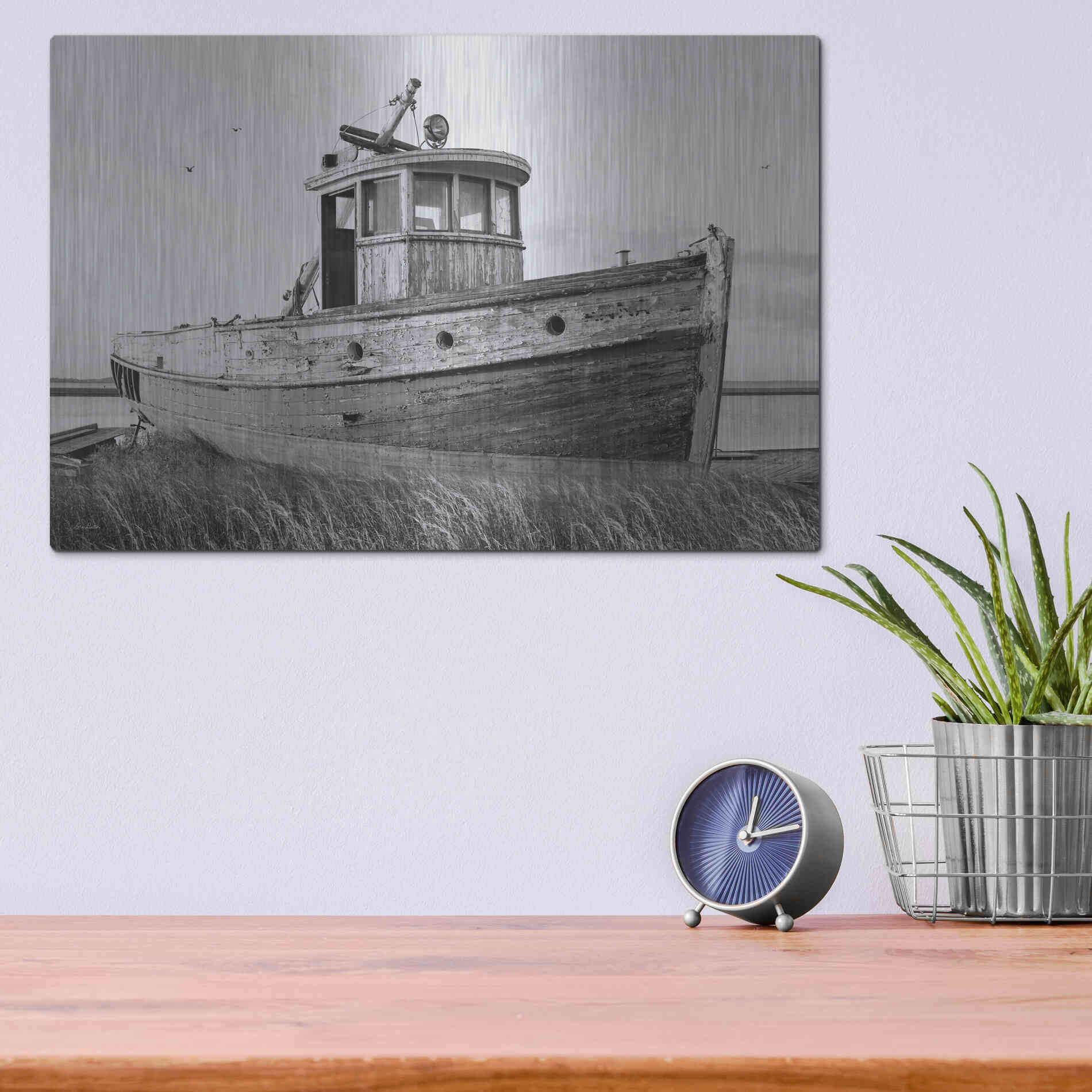 Luxe Metal Art 'This Old Boat I' by Lori Deiter, Metal Wall Art,16x12