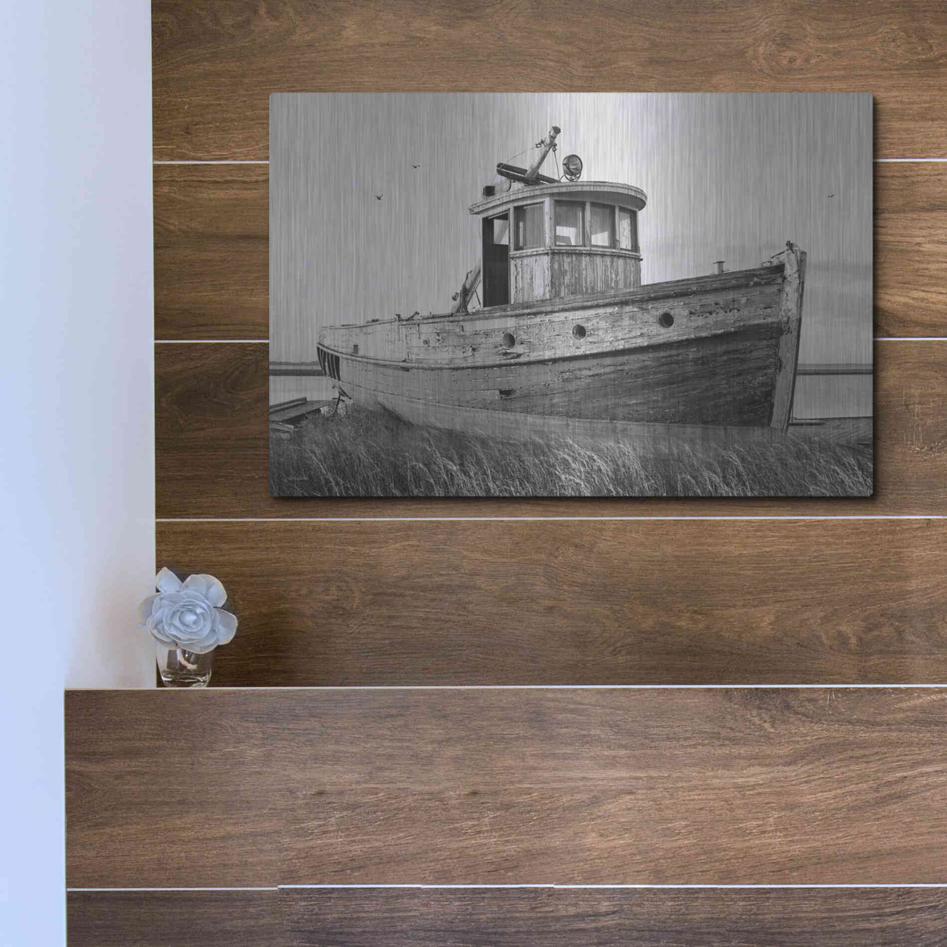 Luxe Metal Art 'This Old Boat I' by Lori Deiter, Metal Wall Art,16x12