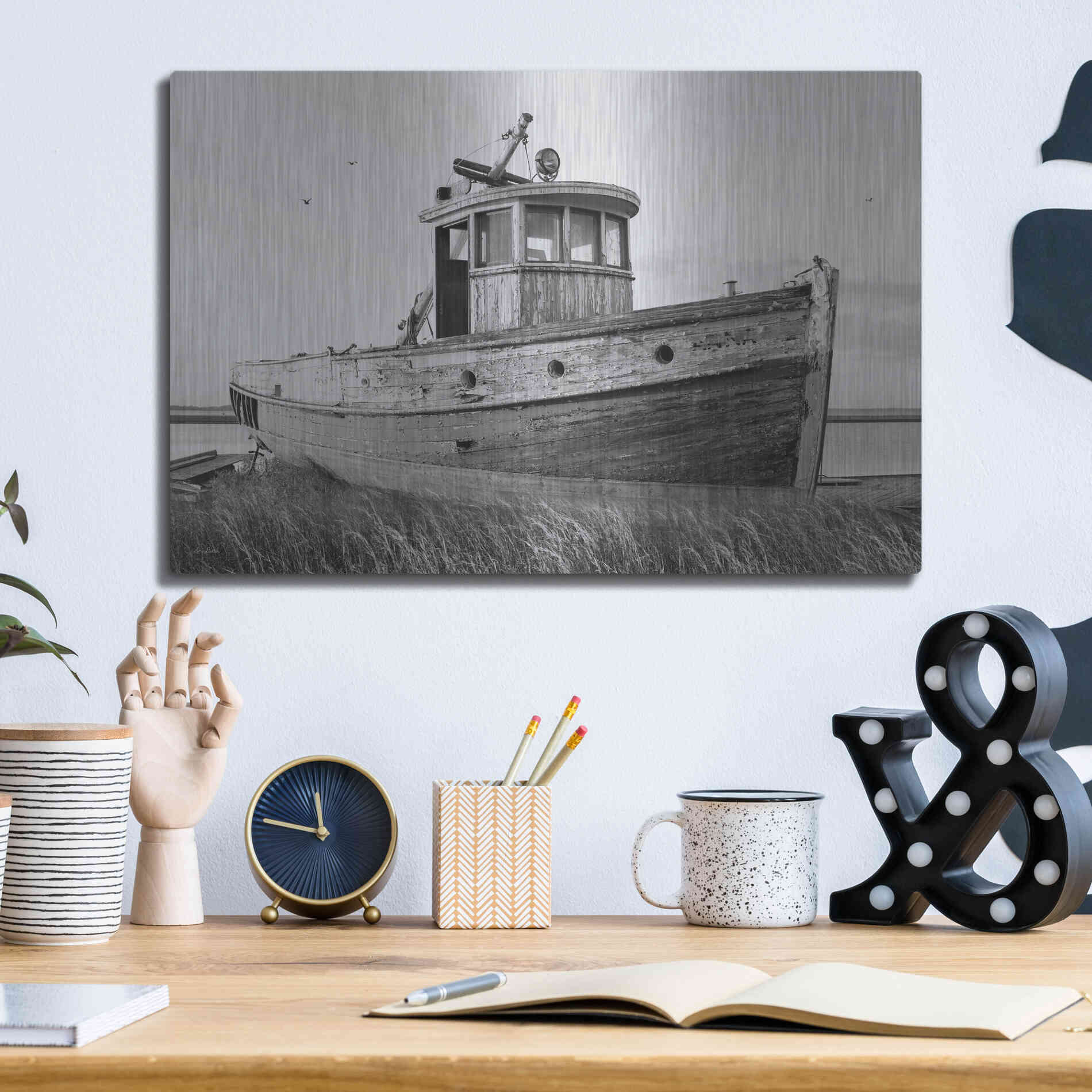 Luxe Metal Art 'This Old Boat I' by Lori Deiter, Metal Wall Art,16x12