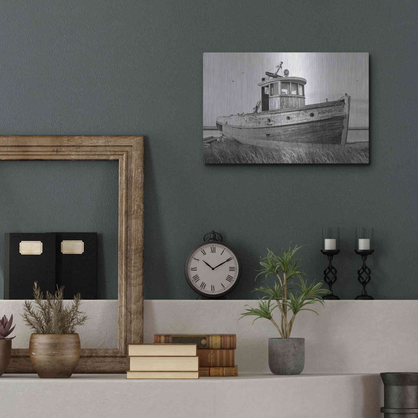 Luxe Metal Art 'This Old Boat I' by Lori Deiter, Metal Wall Art,16x12