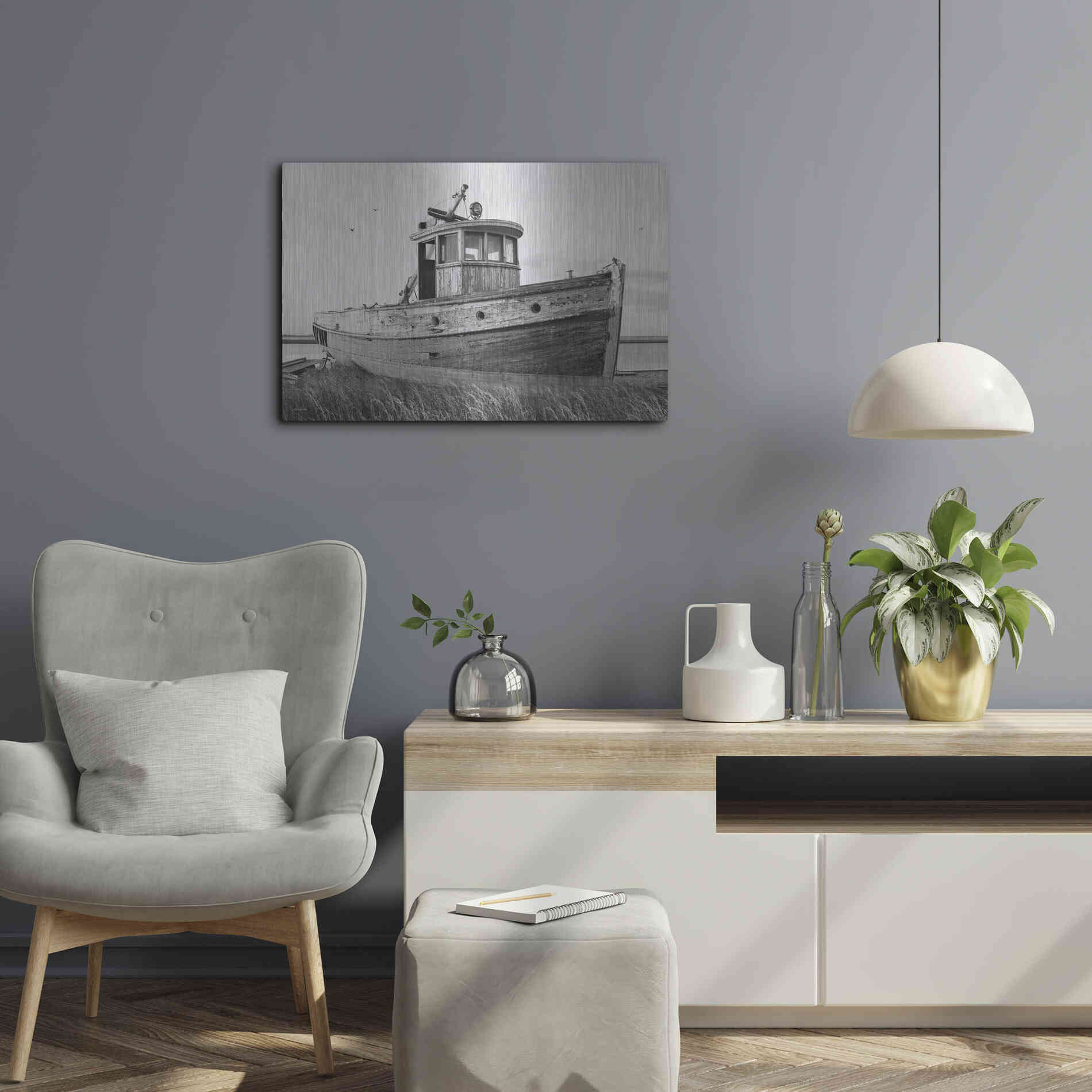 Luxe Metal Art 'This Old Boat I' by Lori Deiter, Metal Wall Art,24x16
