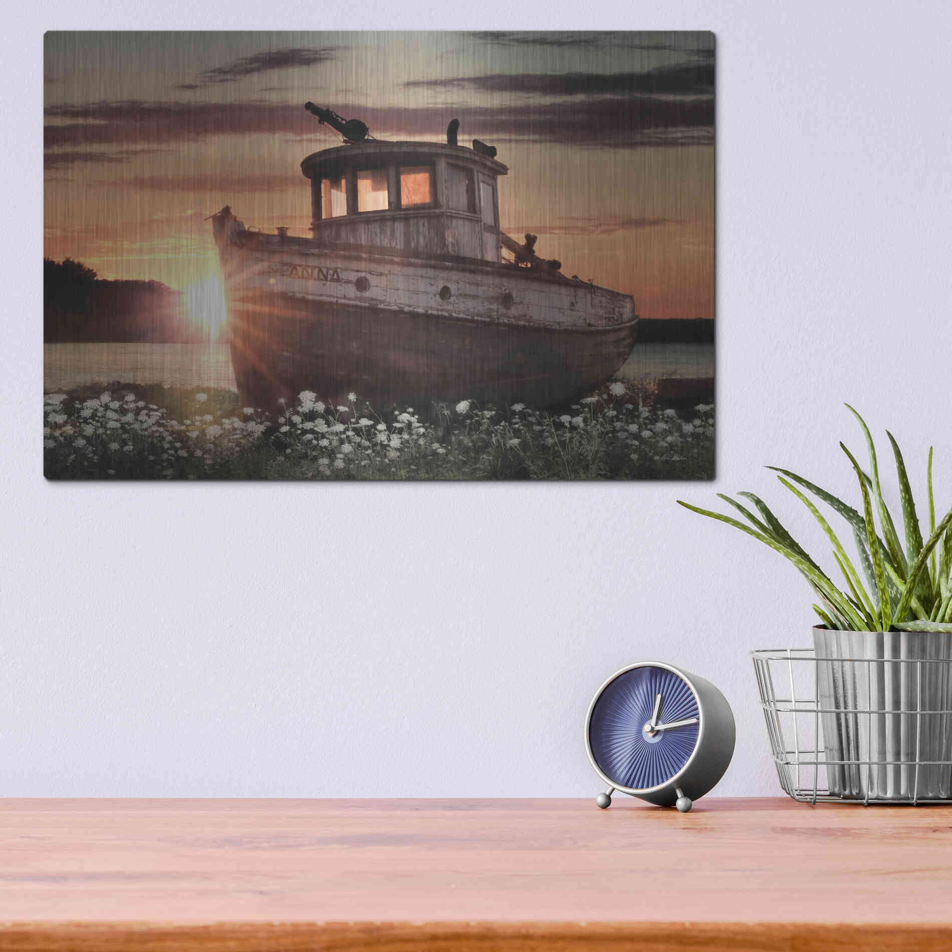 Luxe Metal Art 'Anna' by Lori Deiter, Metal Wall Art,16x12