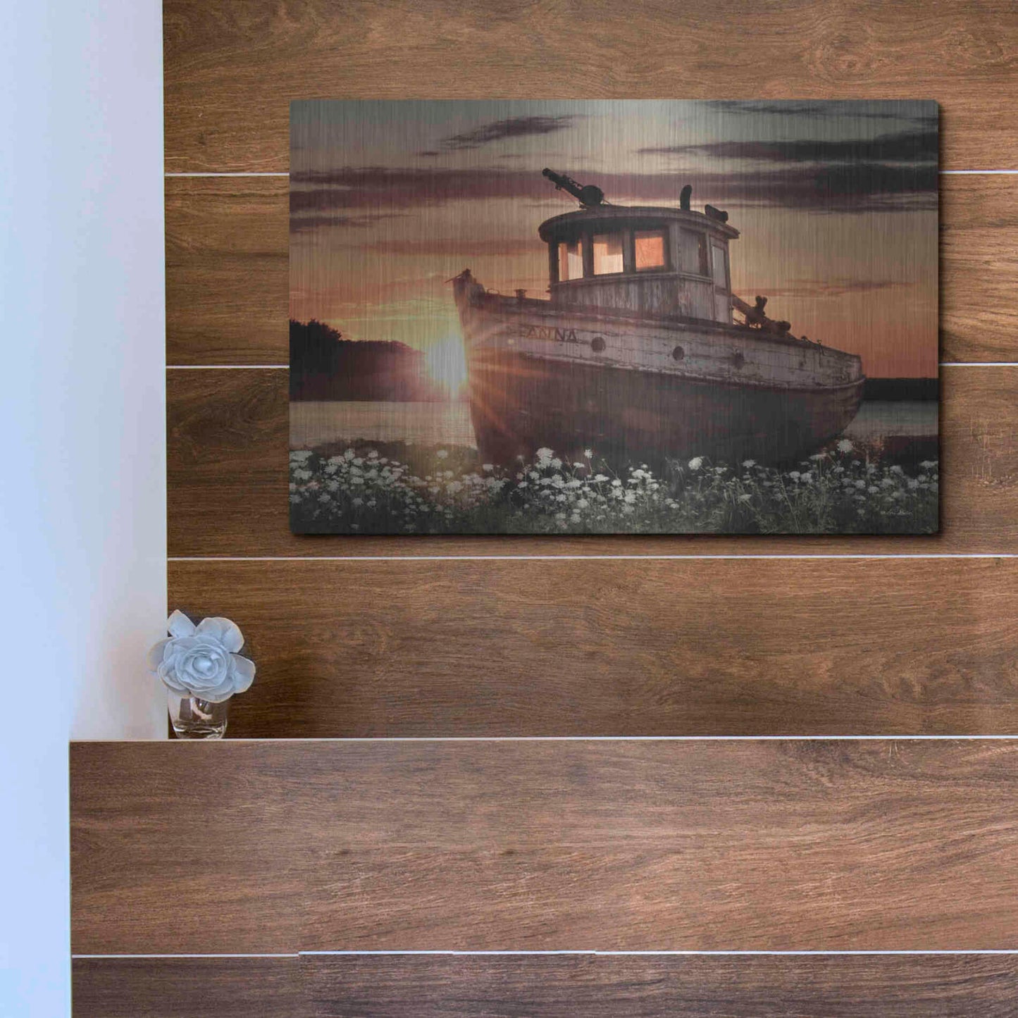 Luxe Metal Art 'Anna' by Lori Deiter, Metal Wall Art,16x12