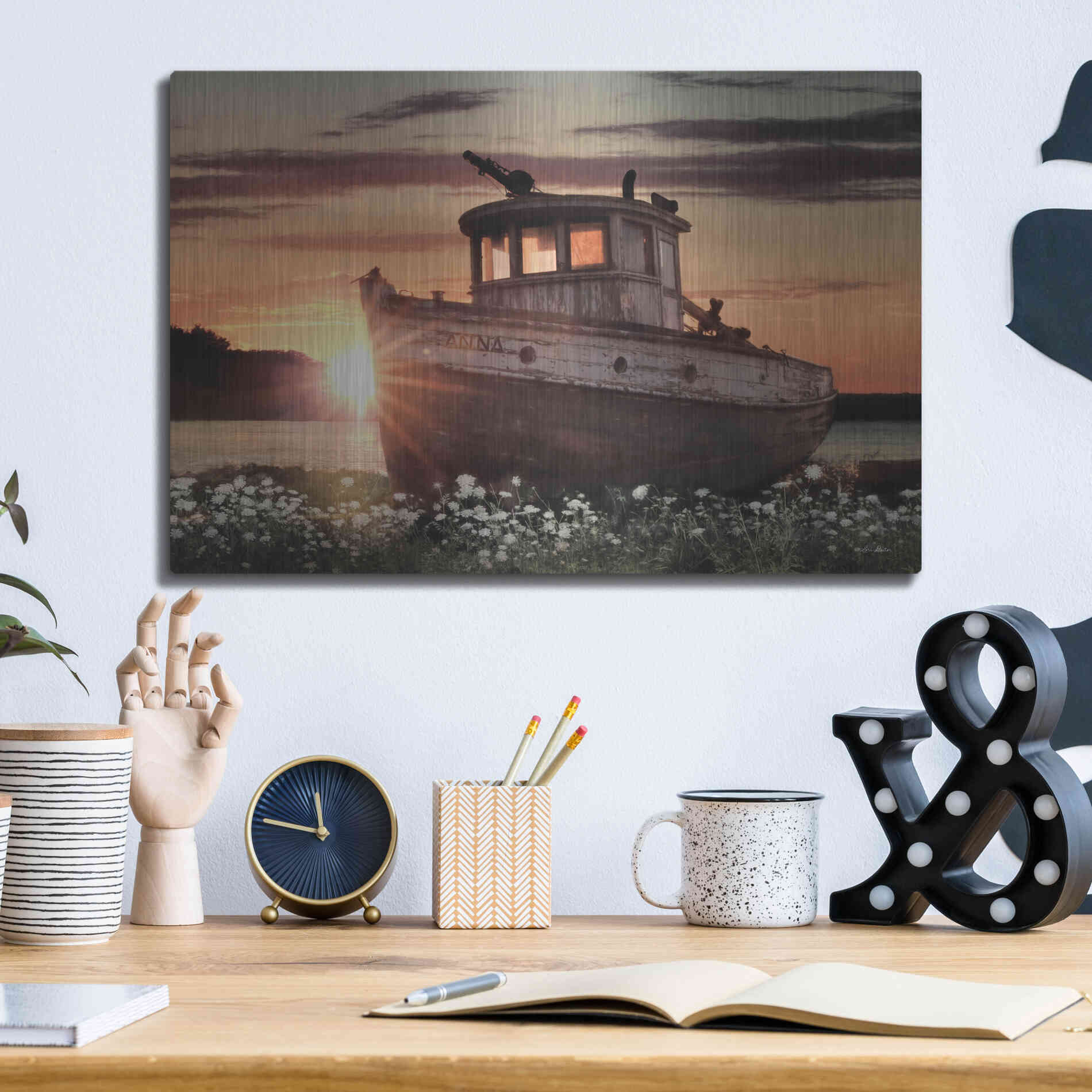 Luxe Metal Art 'Anna' by Lori Deiter, Metal Wall Art,16x12