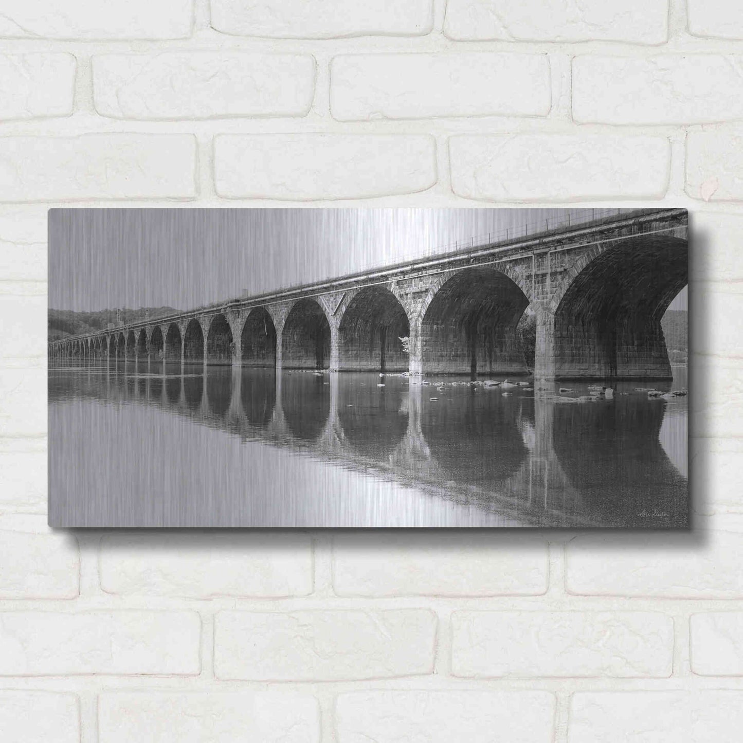 Luxe Metal Art 'Rockwell Bridge' by Lori Deiter, Metal Wall Art,24x12
