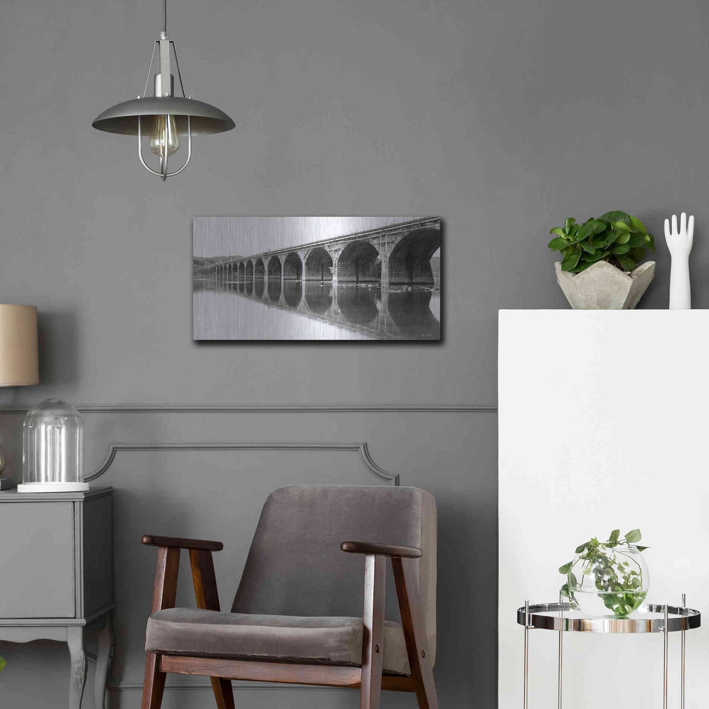Luxe Metal Art 'Rockwell Bridge' by Lori Deiter, Metal Wall Art,24x12