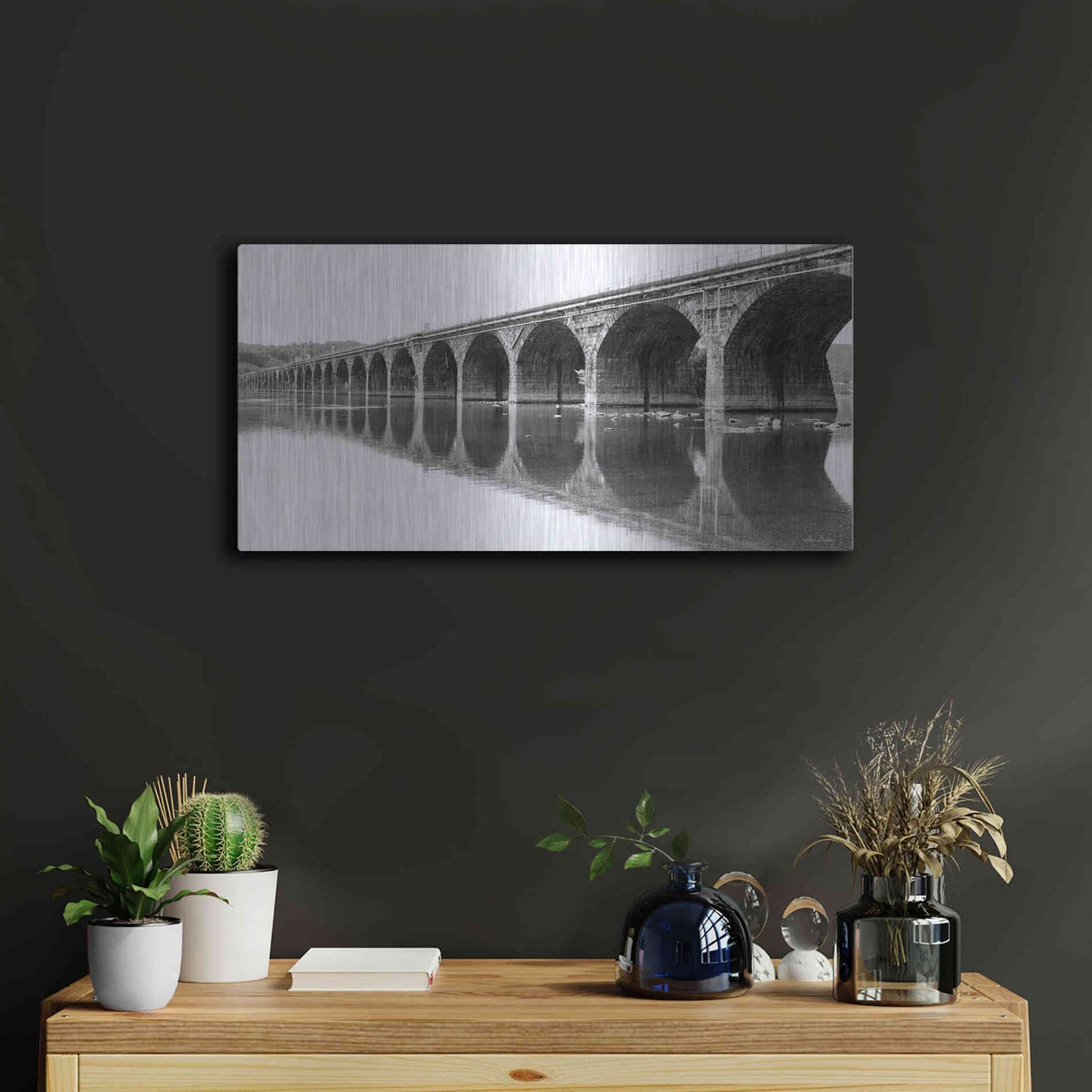 Luxe Metal Art 'Rockwell Bridge' by Lori Deiter, Metal Wall Art,24x12