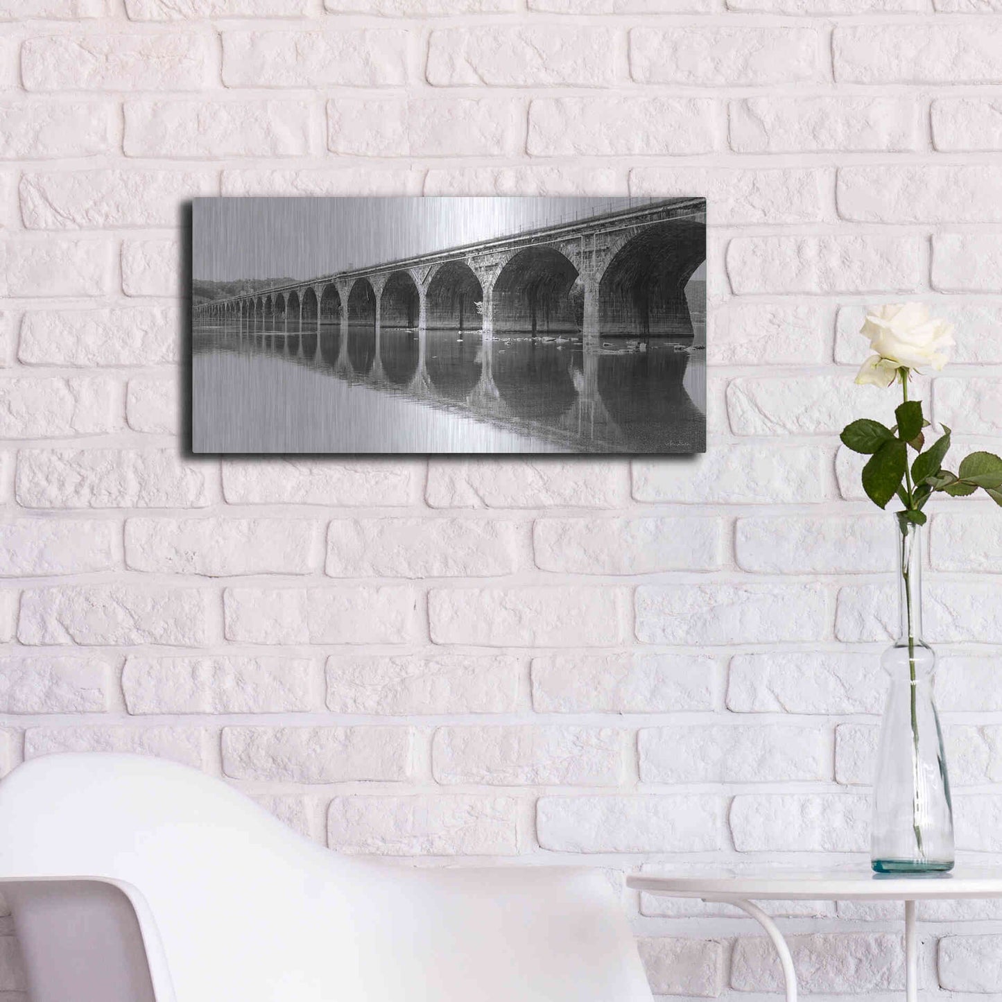 Luxe Metal Art 'Rockwell Bridge' by Lori Deiter, Metal Wall Art,24x12