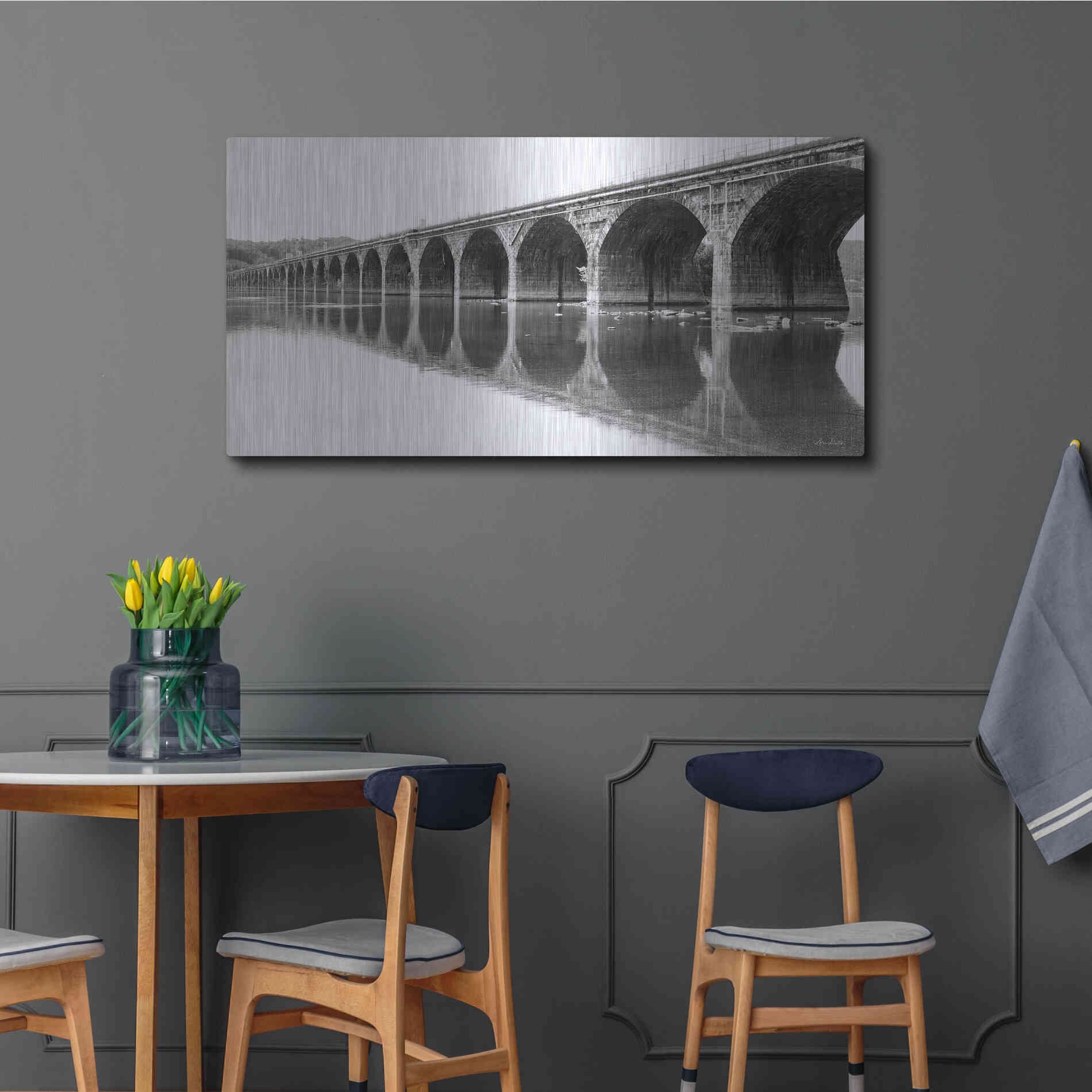 Luxe Metal Art 'Rockwell Bridge' by Lori Deiter, Metal Wall Art,48x24