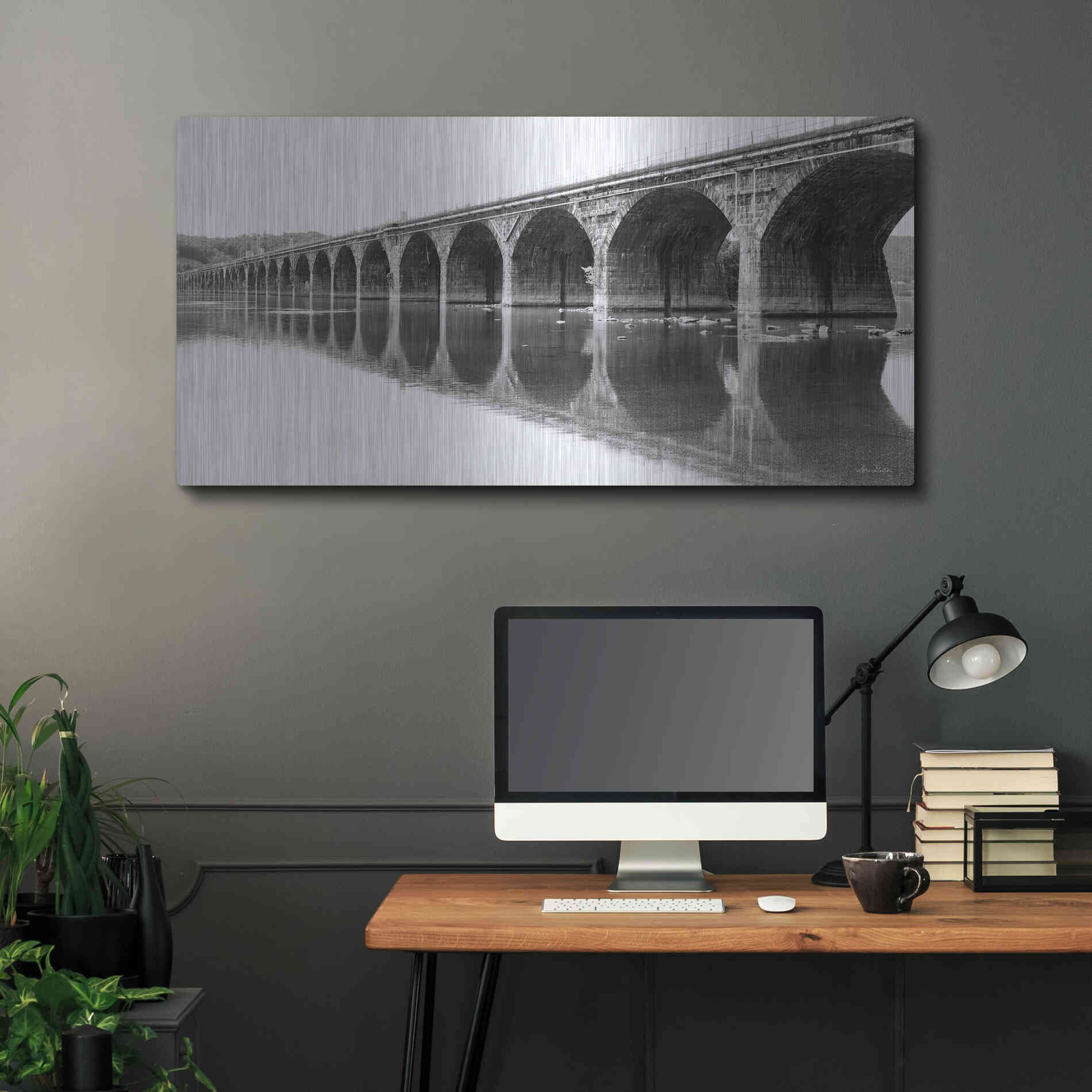Luxe Metal Art 'Rockwell Bridge' by Lori Deiter, Metal Wall Art,48x24