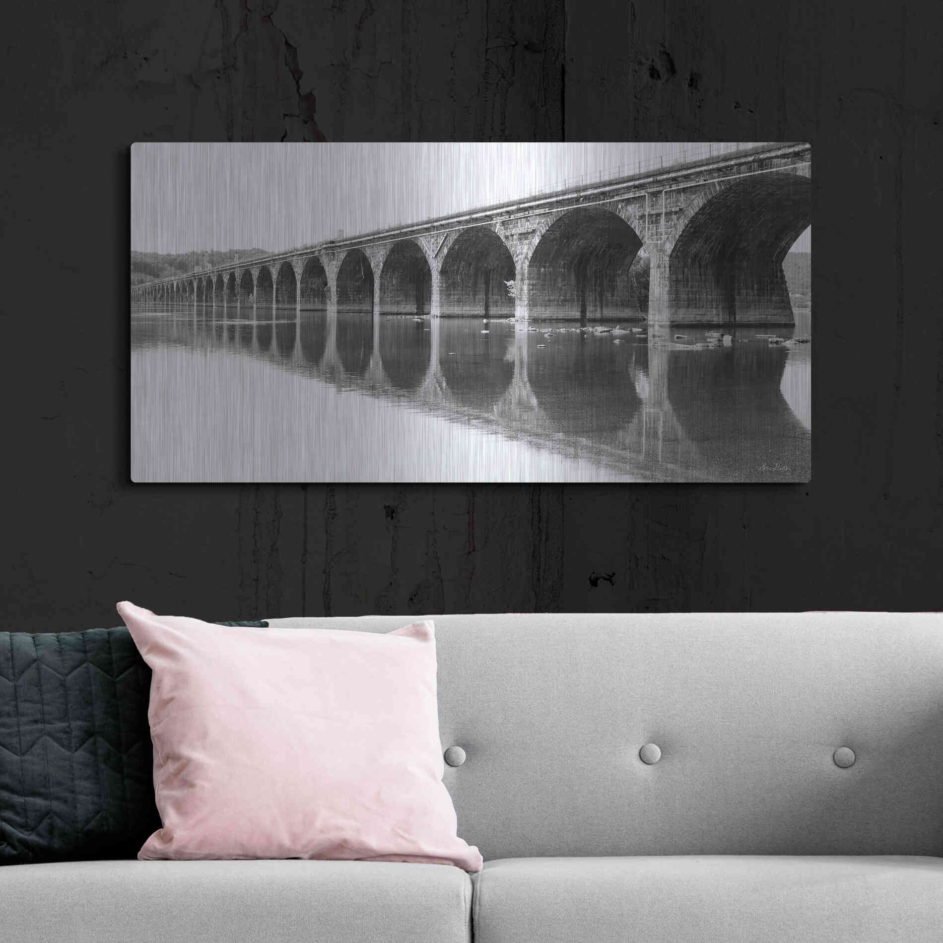 Luxe Metal Art 'Rockwell Bridge' by Lori Deiter, Metal Wall Art,48x24