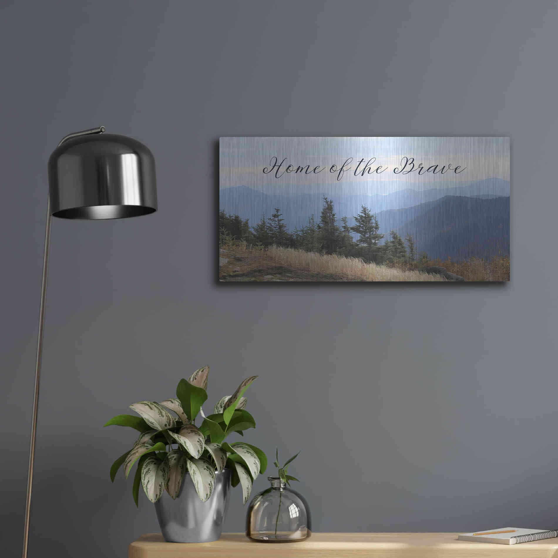 Luxe Metal Art 'Home of the Brave' by Lori Deiter, Metal Wall Art,24x12