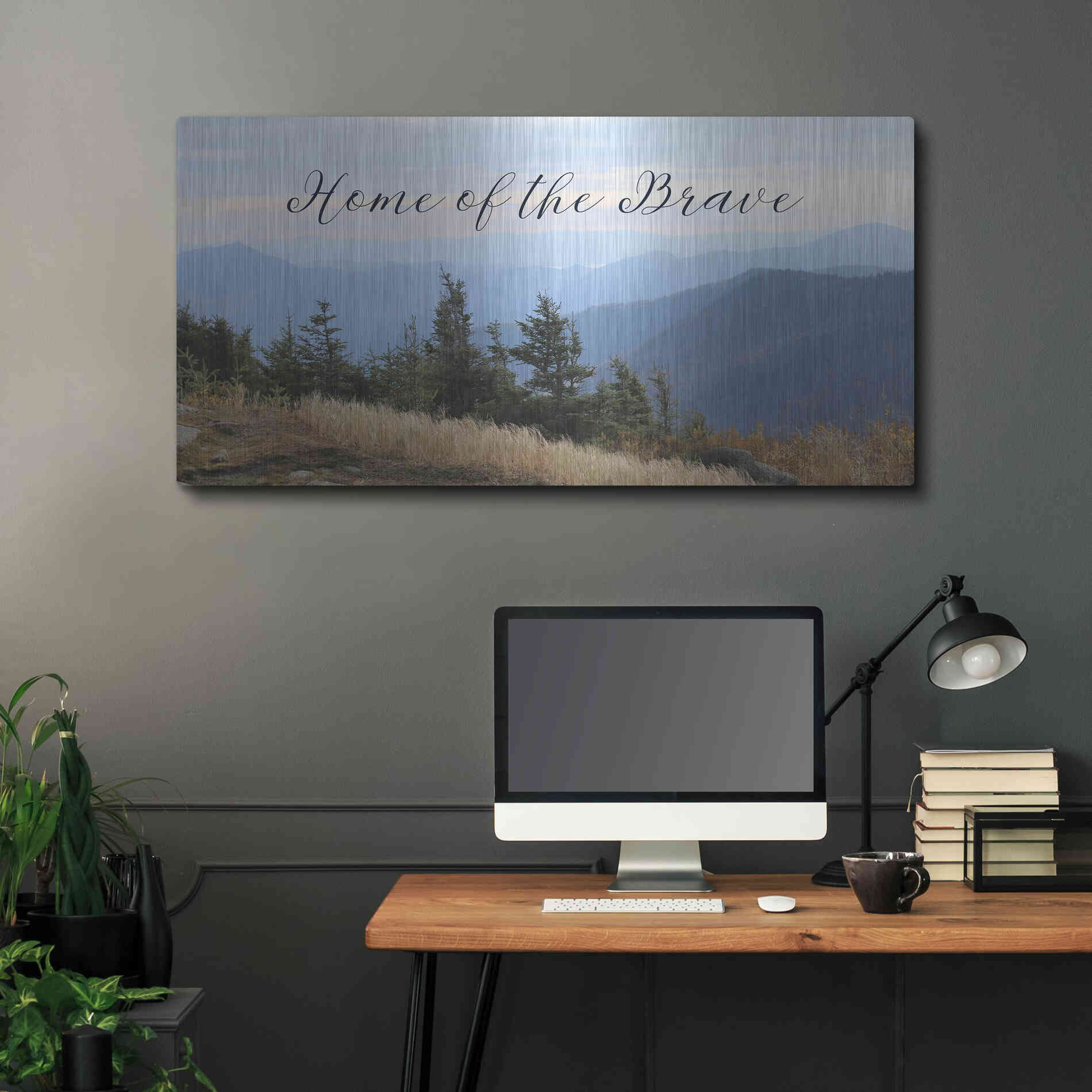 Luxe Metal Art 'Home of the Brave' by Lori Deiter, Metal Wall Art,48x24