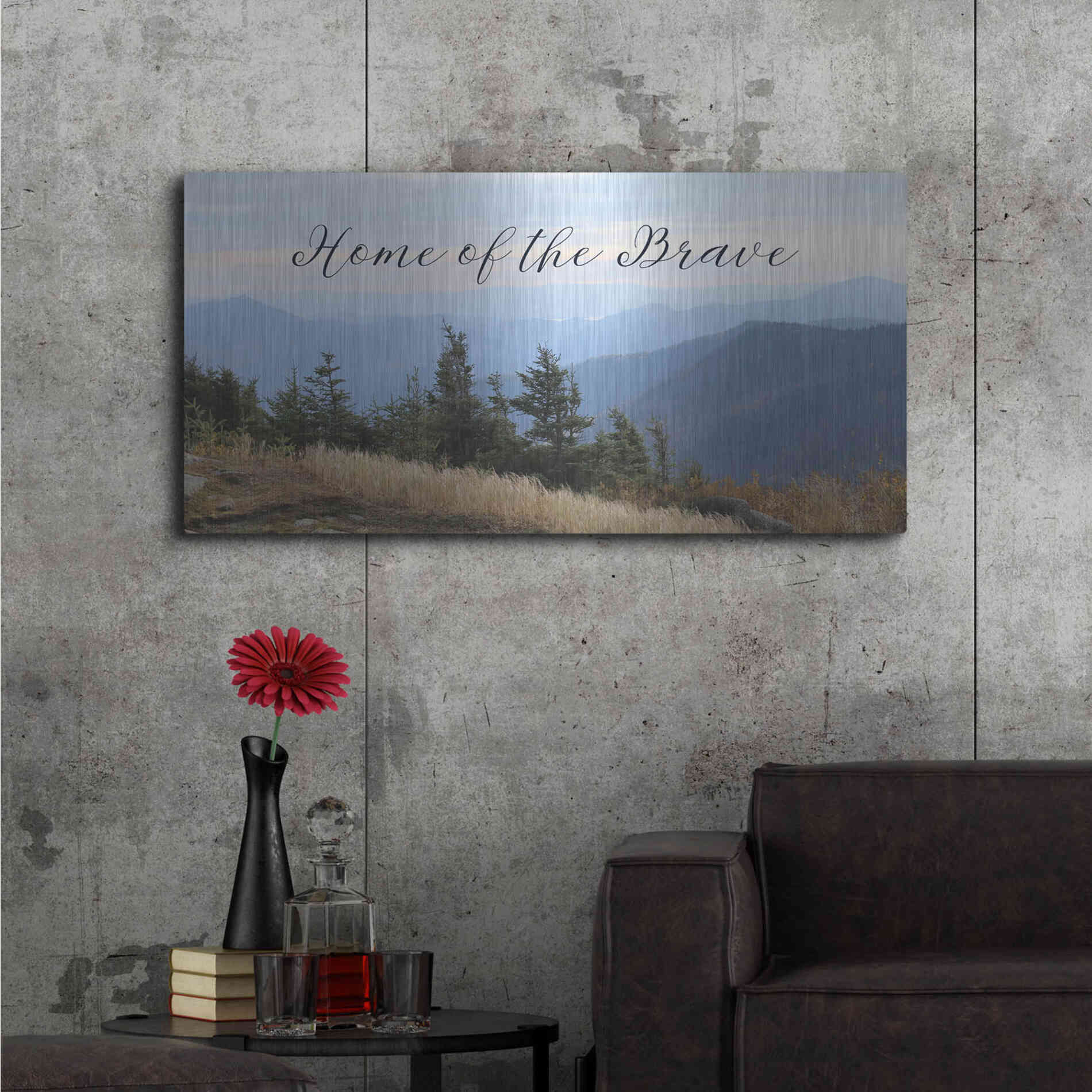 Luxe Metal Art 'Home of the Brave' by Lori Deiter, Metal Wall Art,48x24