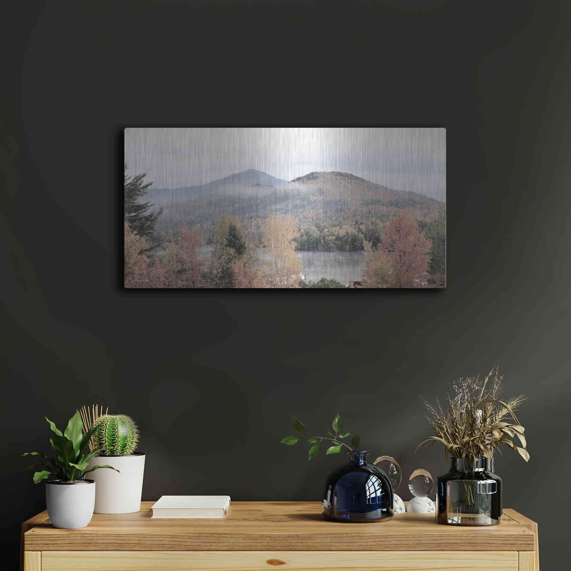 Luxe Metal Art 'Whiteface Mountain' by Lori Deiter, Metal Wall Art,24x12
