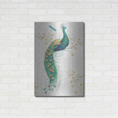 Luxe Metal Art 'Ornate Peacock IXA' by Daphne Brissonet, Metal Wall Art,24x36
