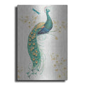Luxe Metal Art 'Ornate Peacock IXA' by Daphne Brissonet, Metal Wall Art