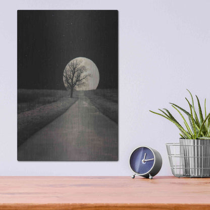 Luxe Metal Art 'Moonlit Country Road' by Lori Deiter, Metal Wall Art,12x16