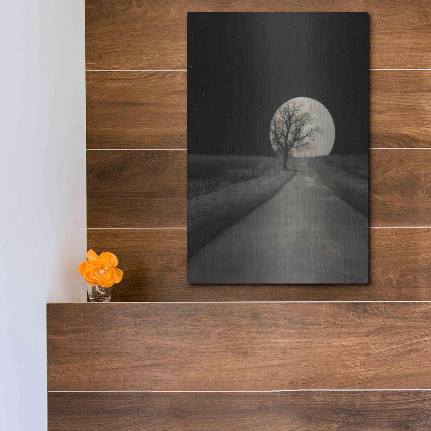 Luxe Metal Art 'Moonlit Country Road' by Lori Deiter, Metal Wall Art,12x16