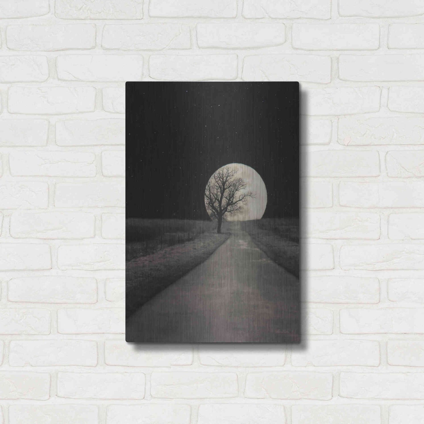 Luxe Metal Art 'Moonlit Country Road' by Lori Deiter, Metal Wall Art,16x24
