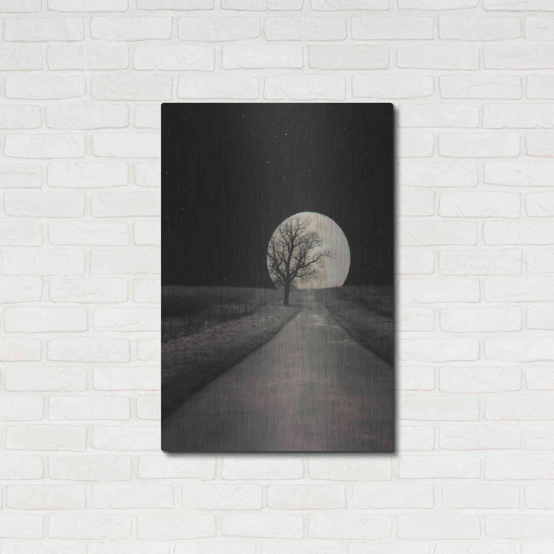 Luxe Metal Art 'Moonlit Country Road' by Lori Deiter, Metal Wall Art,24x36