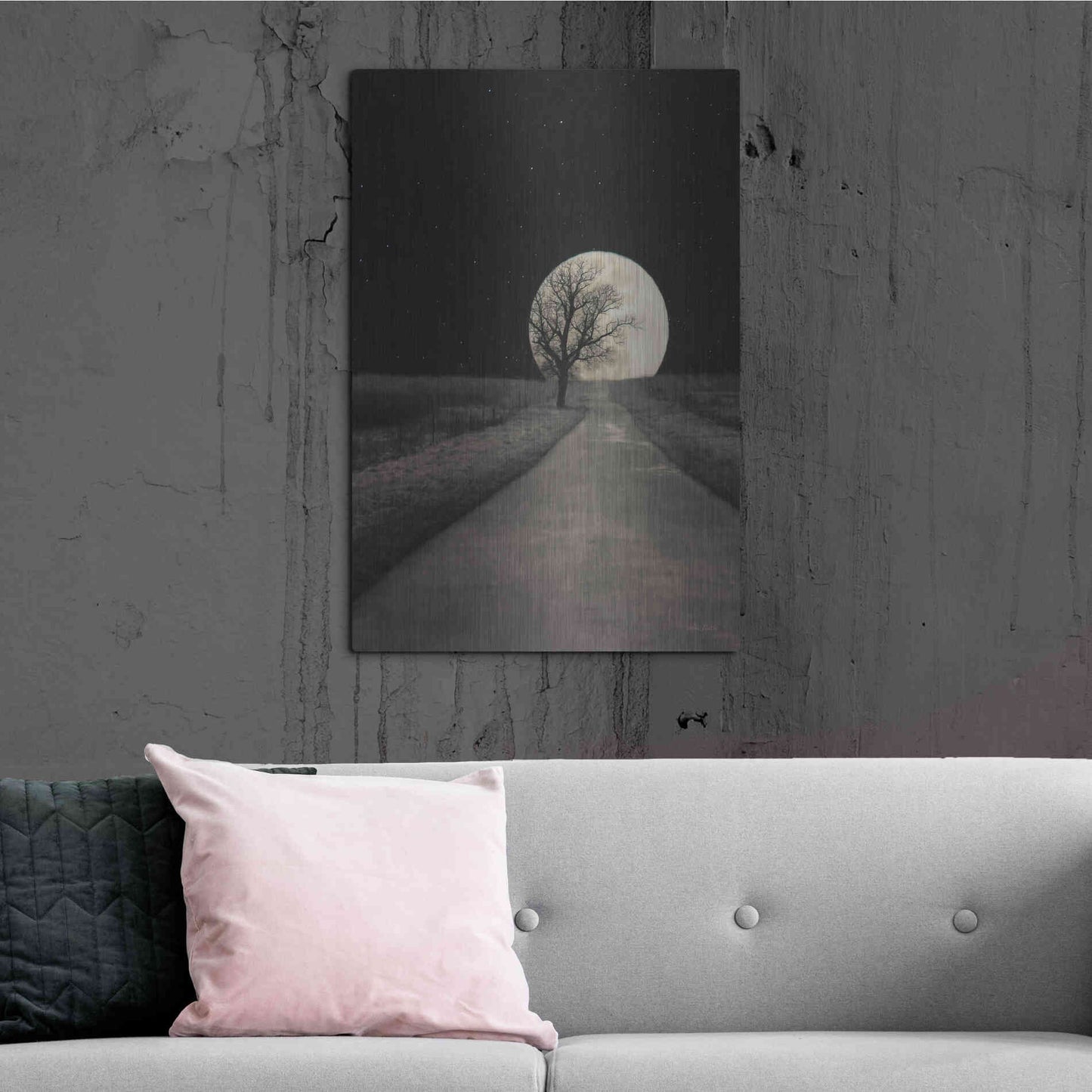Luxe Metal Art 'Moonlit Country Road' by Lori Deiter, Metal Wall Art,24x36