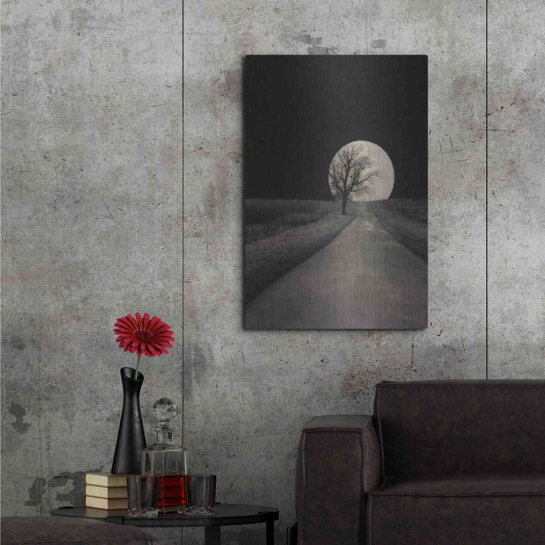 Luxe Metal Art 'Moonlit Country Road' by Lori Deiter, Metal Wall Art,24x36