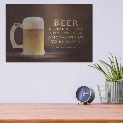 Luxe Metal Art 'Be Happy' by Lori Deiter, Metal Wall Art,16x12