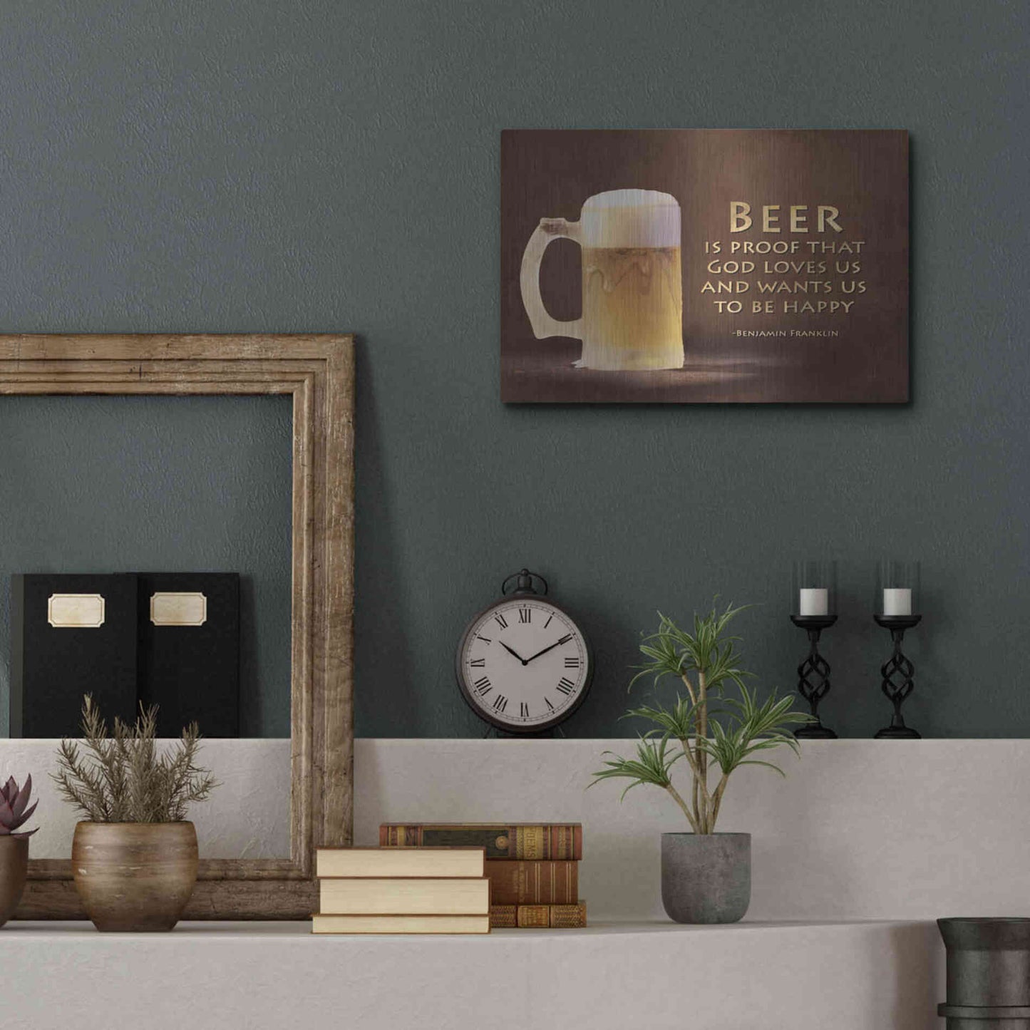 Luxe Metal Art 'Be Happy' by Lori Deiter, Metal Wall Art,16x12