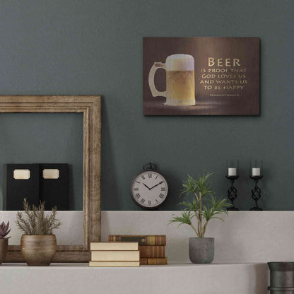 Luxe Metal Art 'Be Happy' by Lori Deiter, Metal Wall Art,16x12