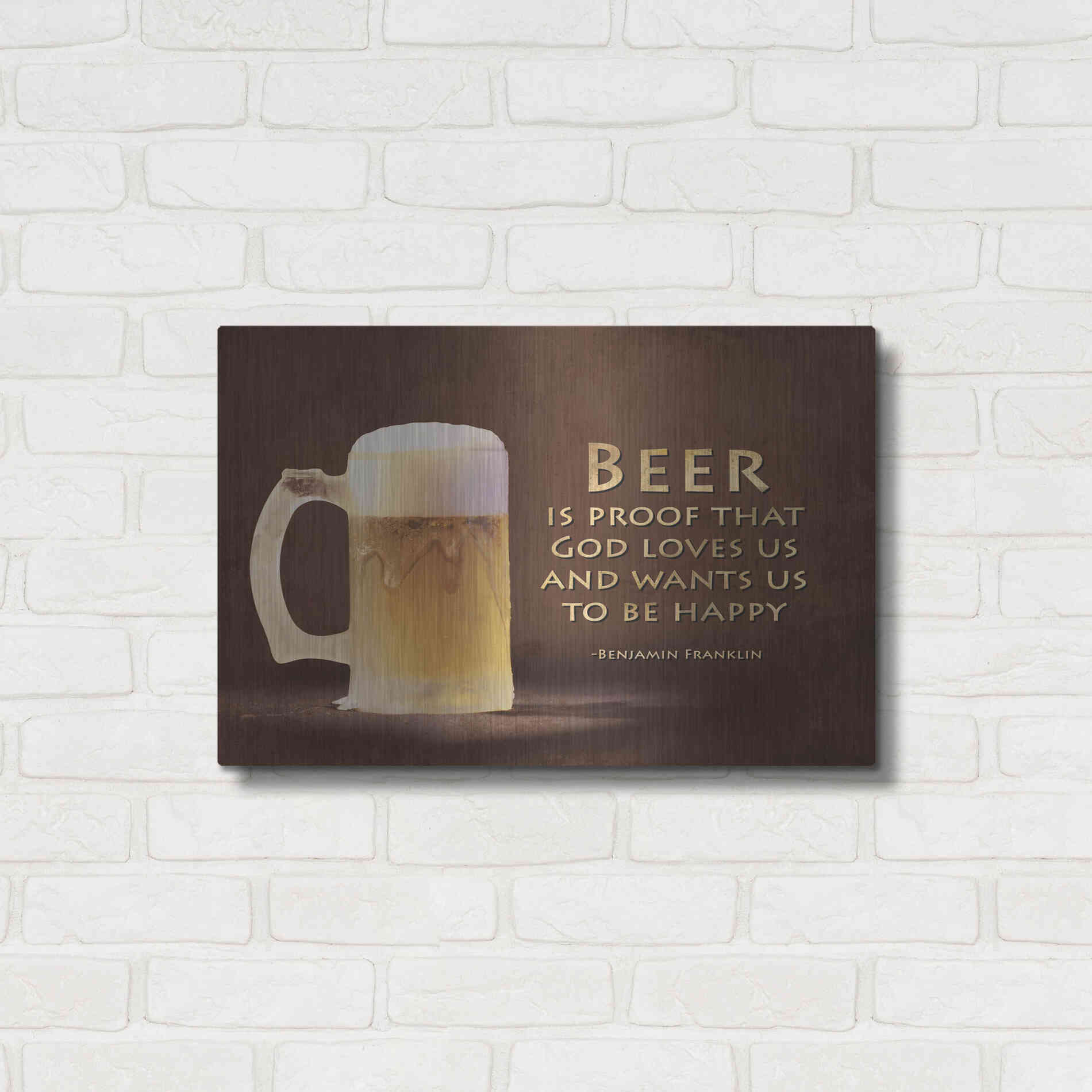 Luxe Metal Art 'Be Happy' by Lori Deiter, Metal Wall Art,24x16