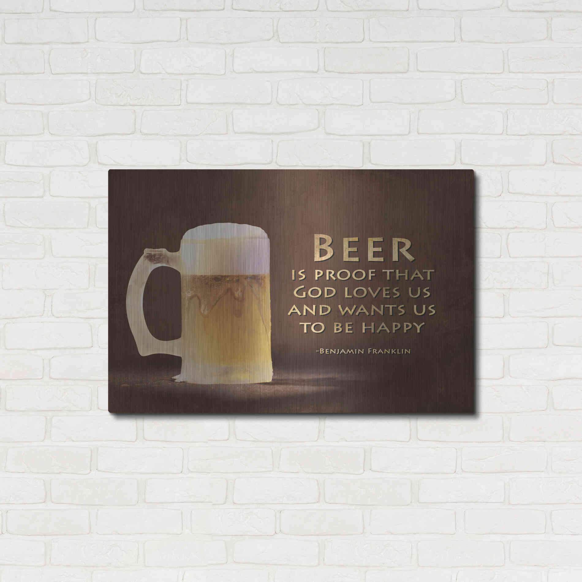 Luxe Metal Art 'Be Happy' by Lori Deiter, Metal Wall Art,36x24