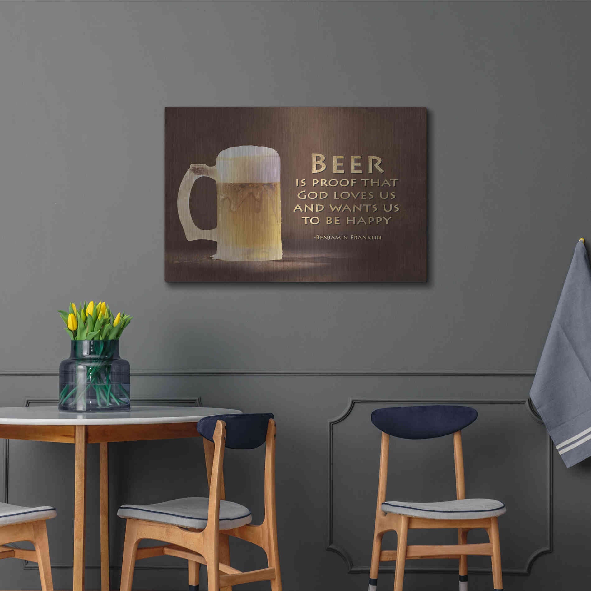 Luxe Metal Art 'Be Happy' by Lori Deiter, Metal Wall Art,36x24