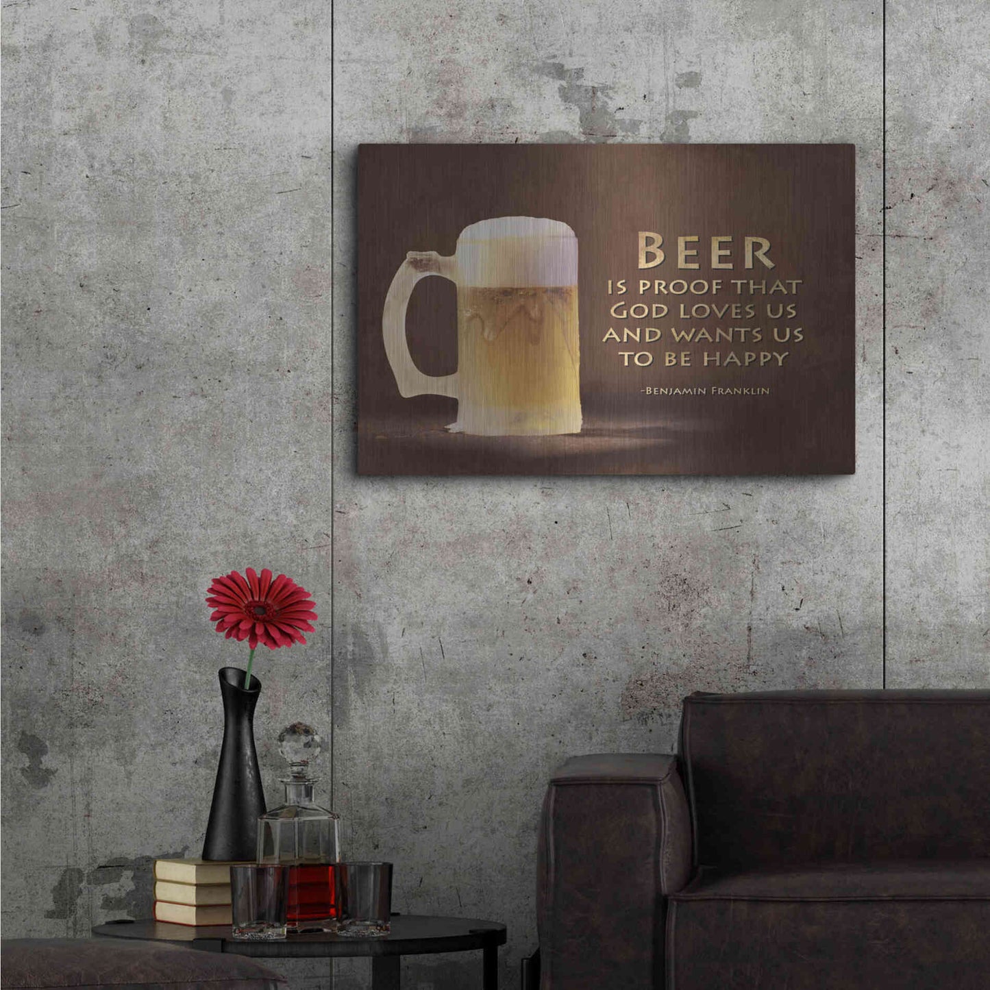 Luxe Metal Art 'Be Happy' by Lori Deiter, Metal Wall Art,36x24